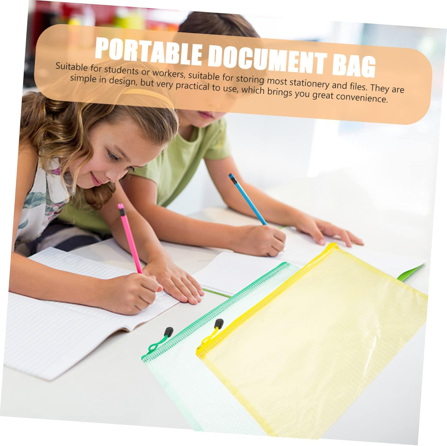 LALAFINA 12Pcs Zipper File Bags Documents Pouches for Office Stationery File Organization and Travel Use image number 1