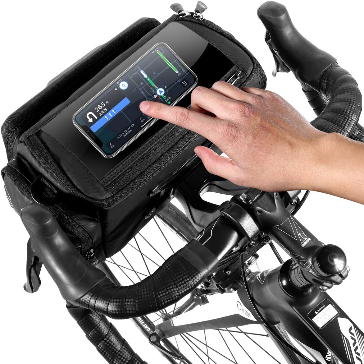 WILD MAN 4L Rainproof Bike Handlebar Storage Bag with Touch Screen Use for MTB Mountain Road Bike Folding Bike Scooters image number 5