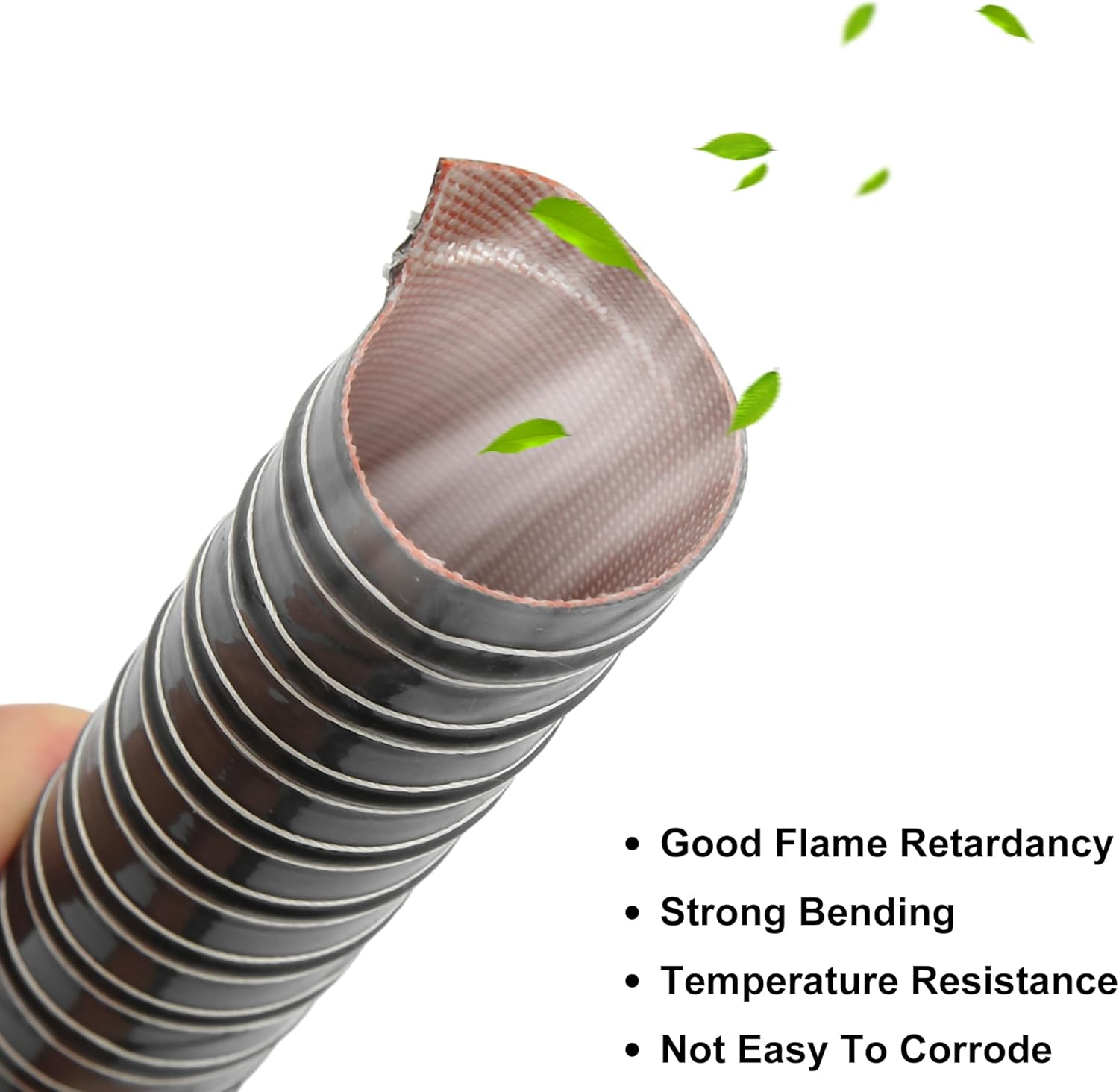 X AUTOHAUX 3.28FT 1.26'' Flexible Silicone Air Ducting Hose Dryer Vent Hose for Air Duct Fan Systems,Hot Cold Car Engine Intake Braking Black image number 4