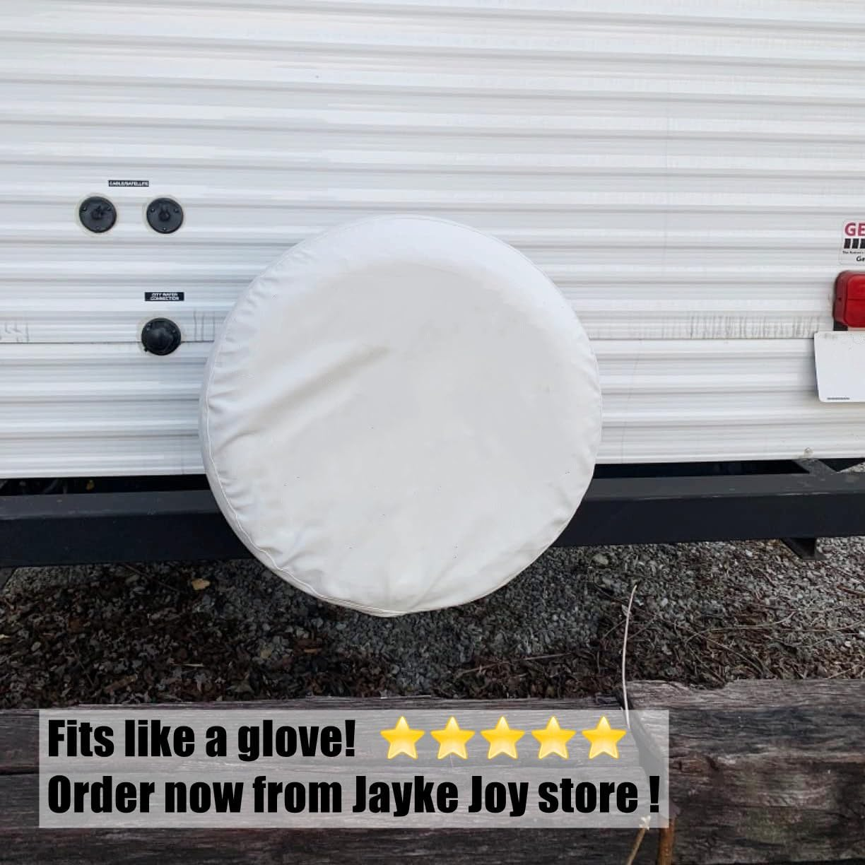 White Spare Tire Cover, Wheel Cover PVC Leather Waterproof Dust-Proof Universal Fit for Jeep, Trailer, RV, SUV and Camper (16 Inch) image number 4