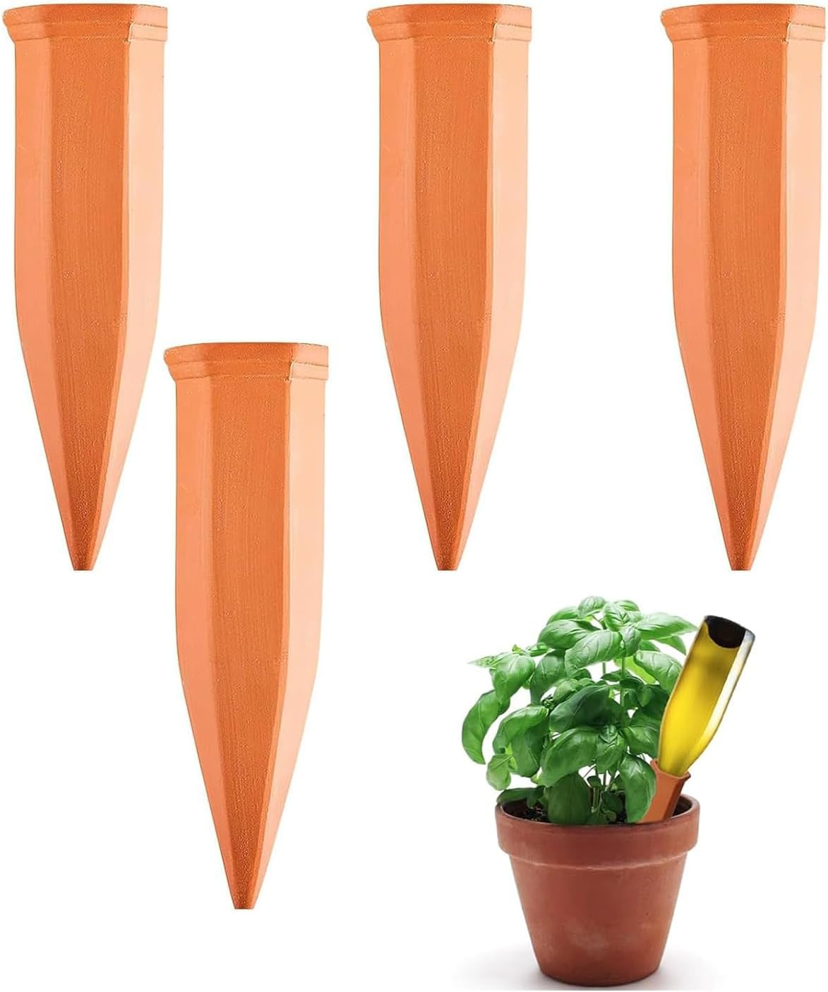 Yharnamite 4 Pcs Terracotta Plant Watering Devices, Plant Watering Stakes, Garden Automatic Plant Dripper for Indoor & Outdoor Plants image number 3