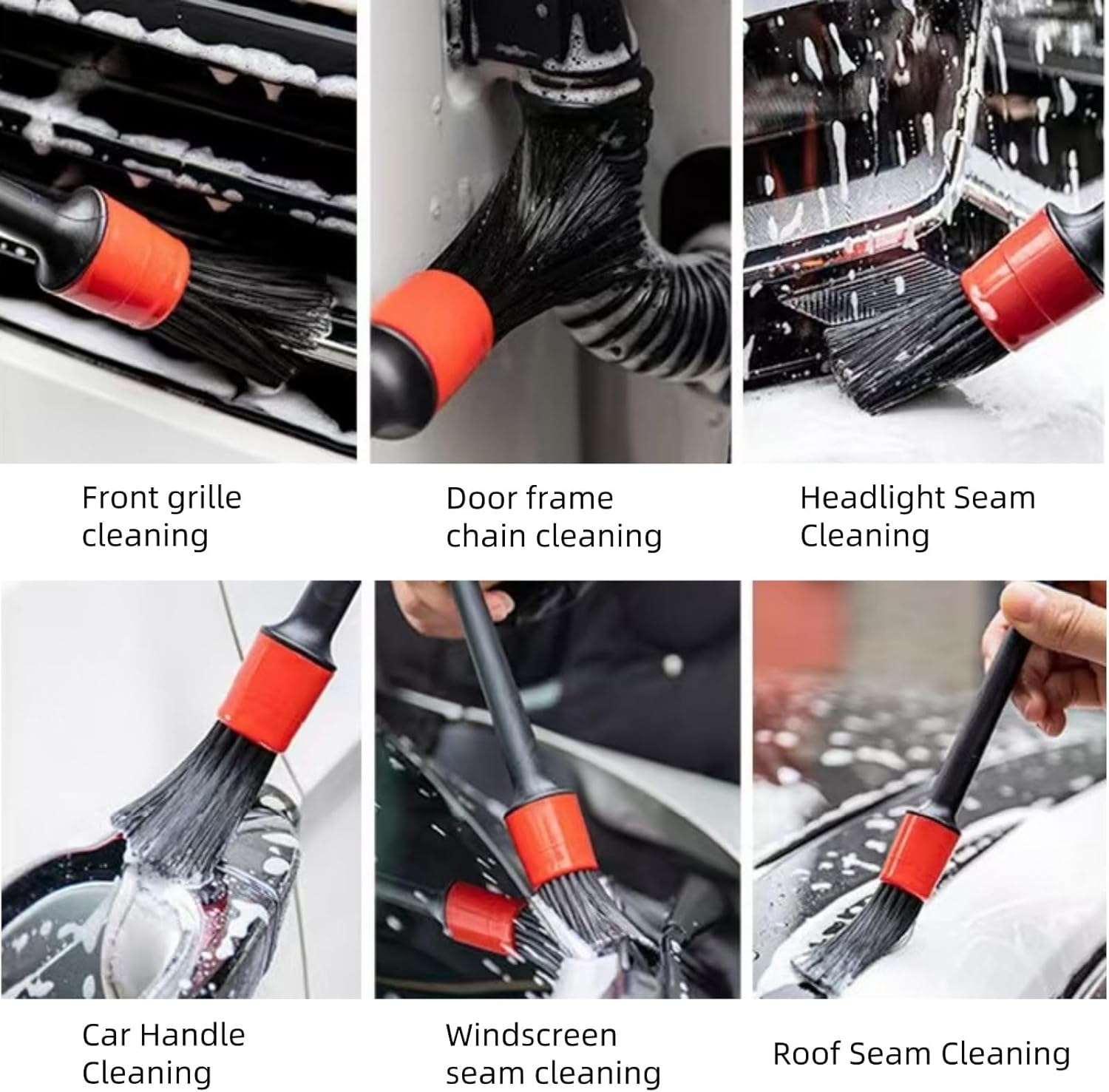 5 Piece Car Detail Brush Interior Cleaning Set Comes with 5 Different Sizes of Soft, Detail Cleaning Brushes for Cleaning the Interior and Exterior of Your Car, Dashboard, Engine, Seats image number 3