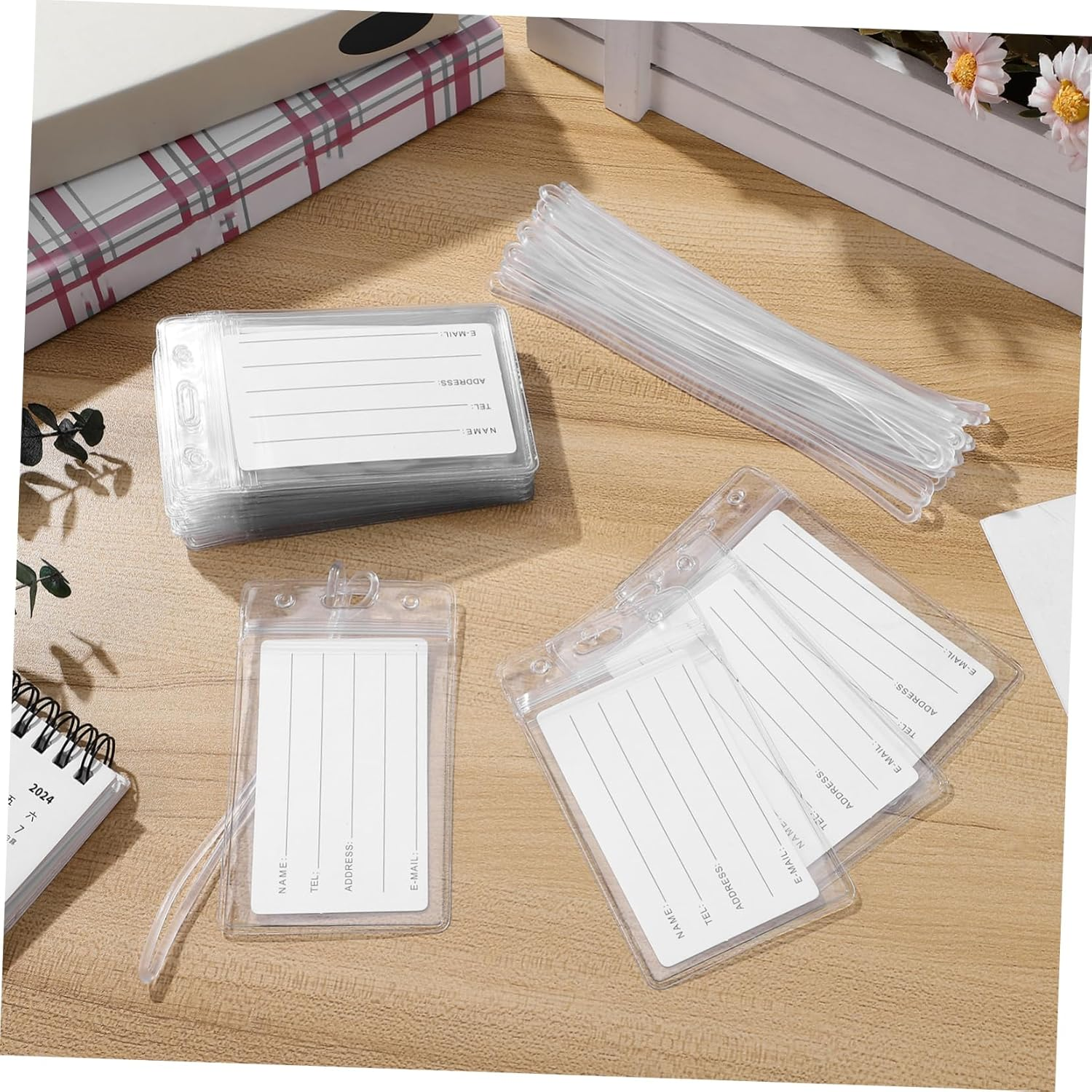 JEWEDECO Name Badge Holder Resealable Closure Luggage Tag Bag for Easy Identification Card Sleeve image number 4