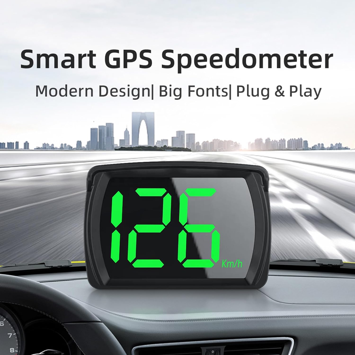 Heads-Up Display Digital Speedometer GPS KM/H Speedometer for Car Trucks Plug and Play Large Screen High-Definition Display image number 6