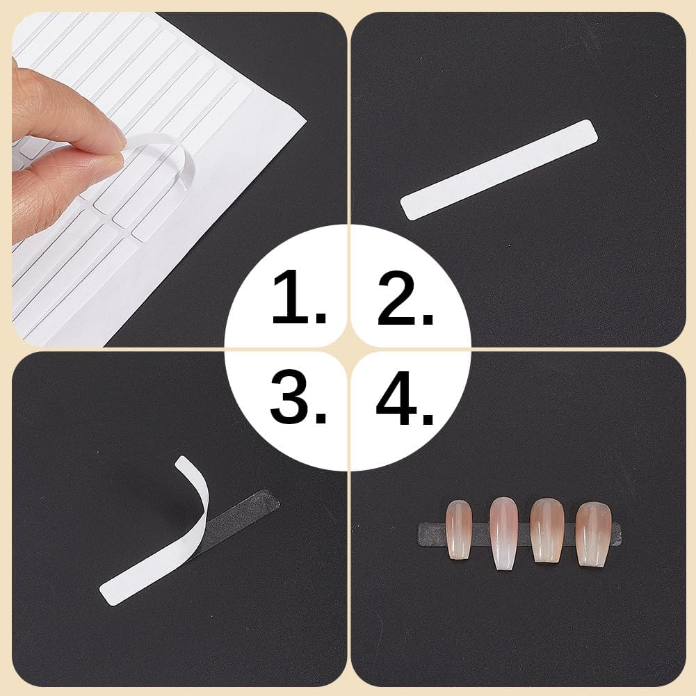 CRASPIRE 12Pcs 3 Sizes Double Sided Nail Tape Nail Art Display Strips Clear Adhesive Removable Press on Mounting Fixation Tools Tip Tape Strip for Packaging Storage Design Salon Home Decor Supplies image number 5