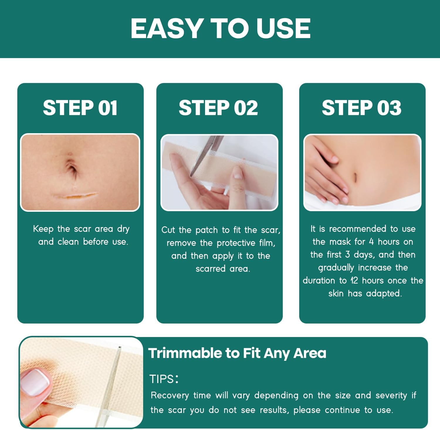 Silicone Scar Sheets(1.6'' X 60''Roll-1.5M), Necomi Professional Silicone Scar Tape Roll, for Softening & Flattening Scars, Reusable Scar Removal Strips for C-Section, Keloid, Burn, Acne, Surgical