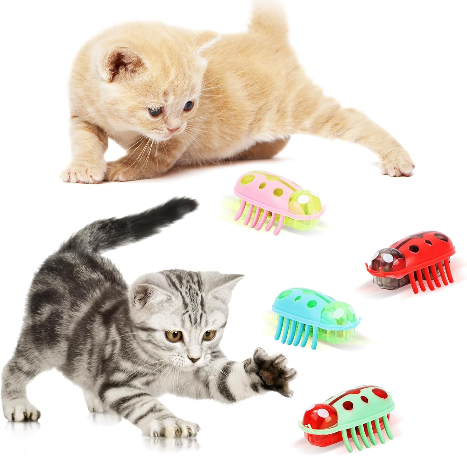 Mini Beetle 4 Pieces Interactive Bug Cat Toy Dog Cat Electric Insect Automatic Toy Escape Obstacle Automatic Turning Pet Funny for Cats Kittens Training image number 6