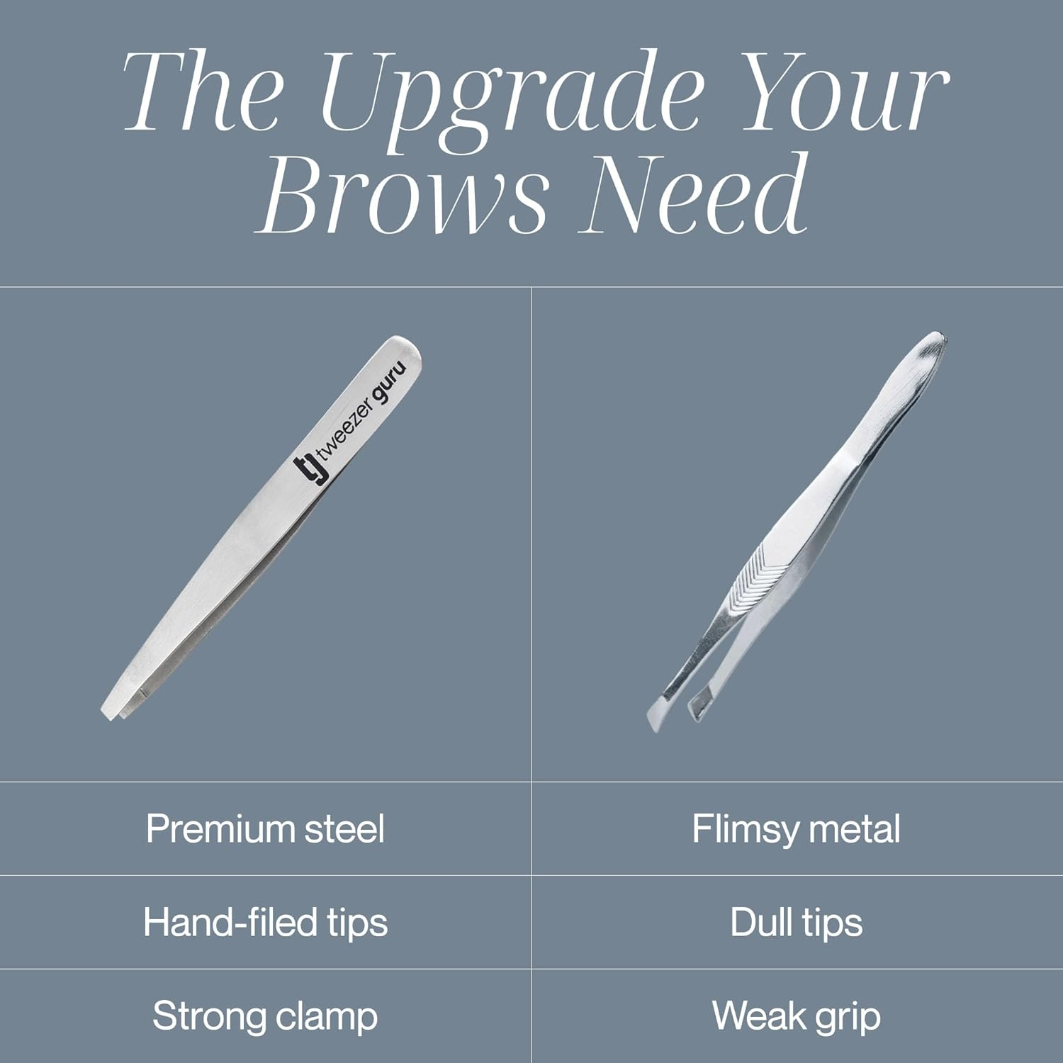 Tweezer Guru Tweezers Set 4-Piece - Stainless Steel Slant Tip and Pointed Eyebrow Tweezer Set - Great Precision for Facial Hair, Ingrown Hair, Splinter, Blackhead and Tick Remover (Silver)