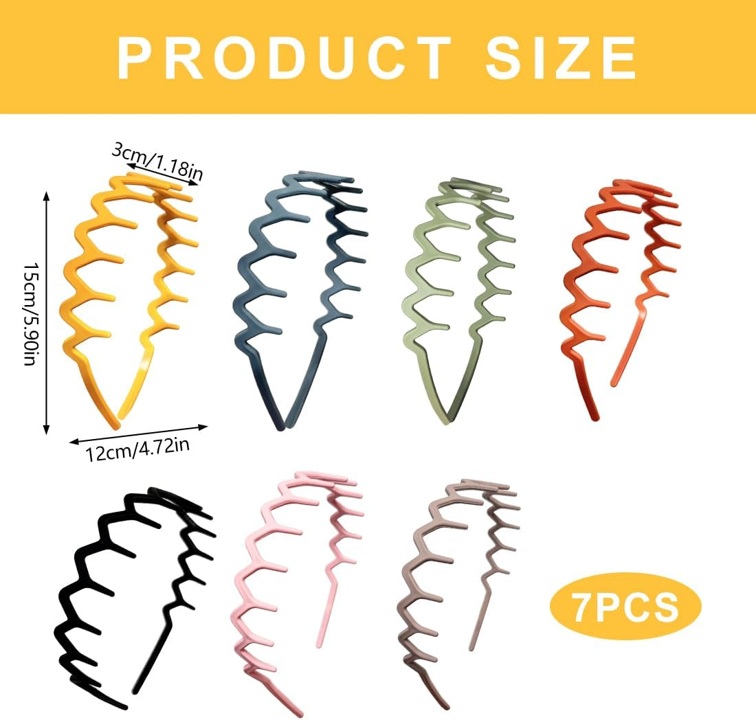 7 PCS Zig Zag Headband for Women'S Hair Plastic Non-Slip U Shape Shark Tooth Comb Headbands Hair Bands with Wavy Teeth for Women Men Face Washing Makeup Hair Styling Accessories image number 1
