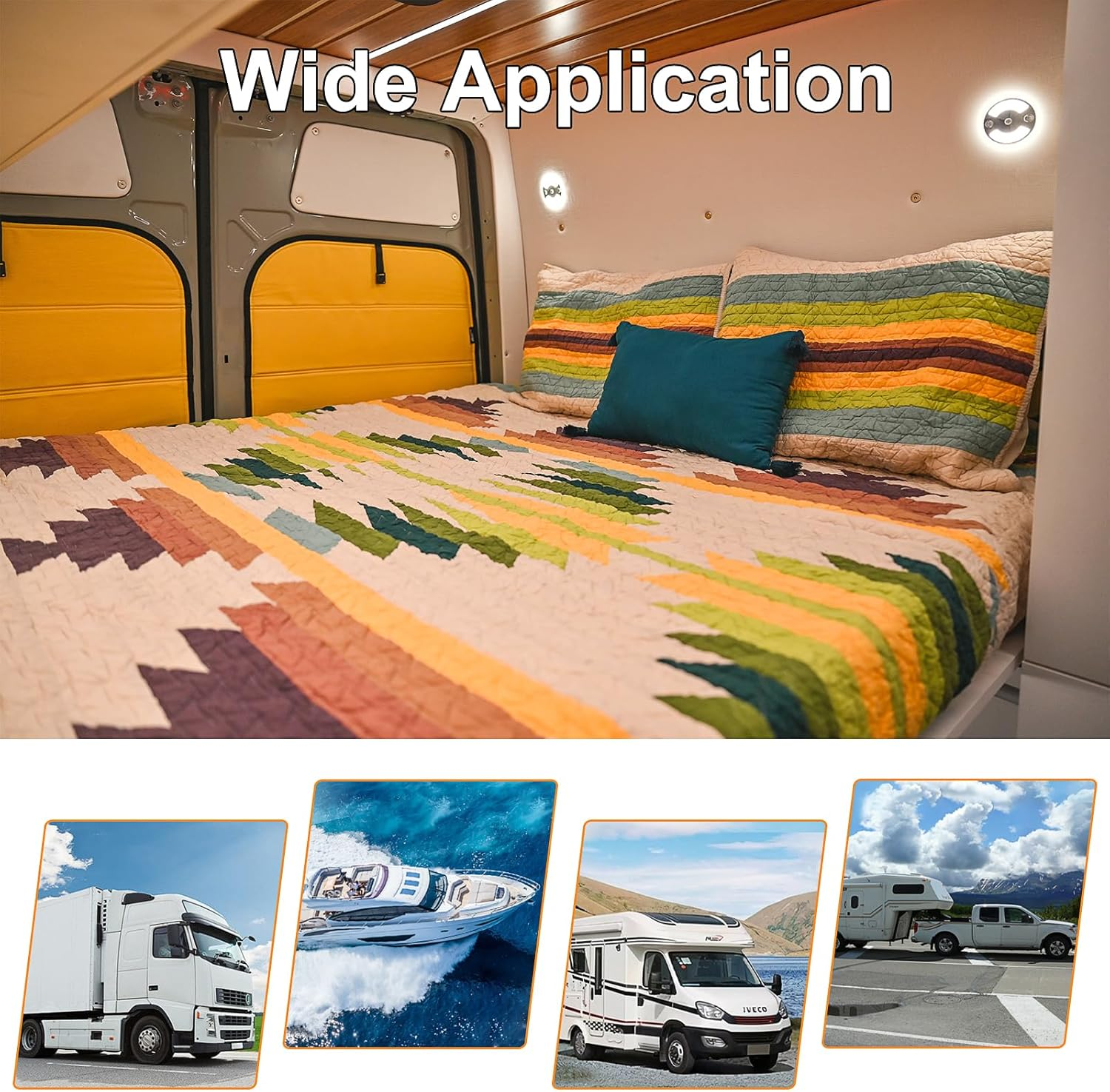 4 X 3&rdquo; 12V Campervan LED Interior Panel Puck Light Dimmable Ceiling Disk Light 5000K, Caravan Boat Surface Mount Fixture with Touch Switch for Motorhome Van Lighting