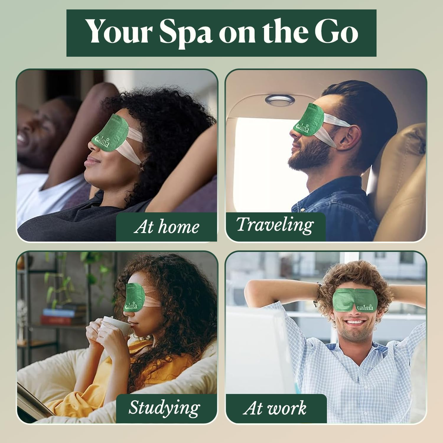 16 Pack Calma Heated Eye Mask - Hot Compress for Eye Fatigue - Helps Relief Dry Eyes, Blue Light Strain, Headaches and Dark Circles (Unscented) image number 4