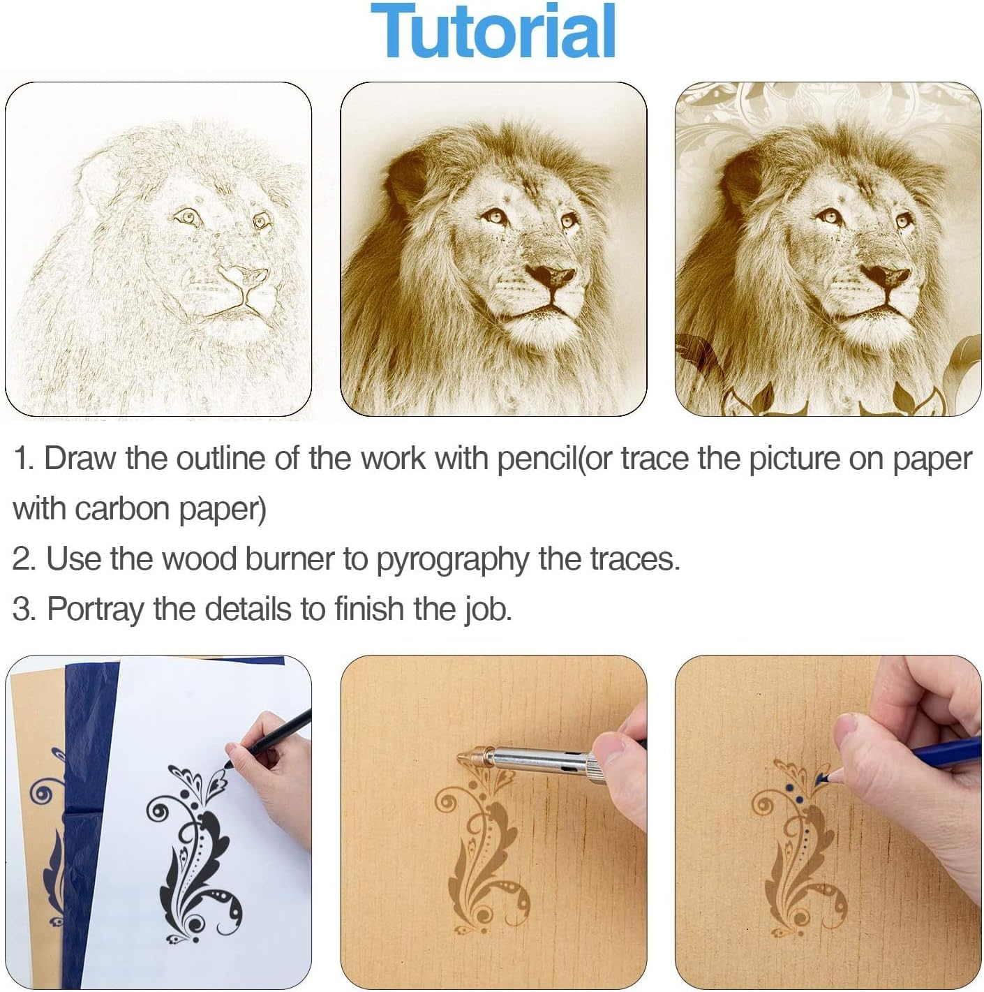 Soldering Iron Kit for Wood Burning Handicraft Work with Stencils for Beginners image number 3