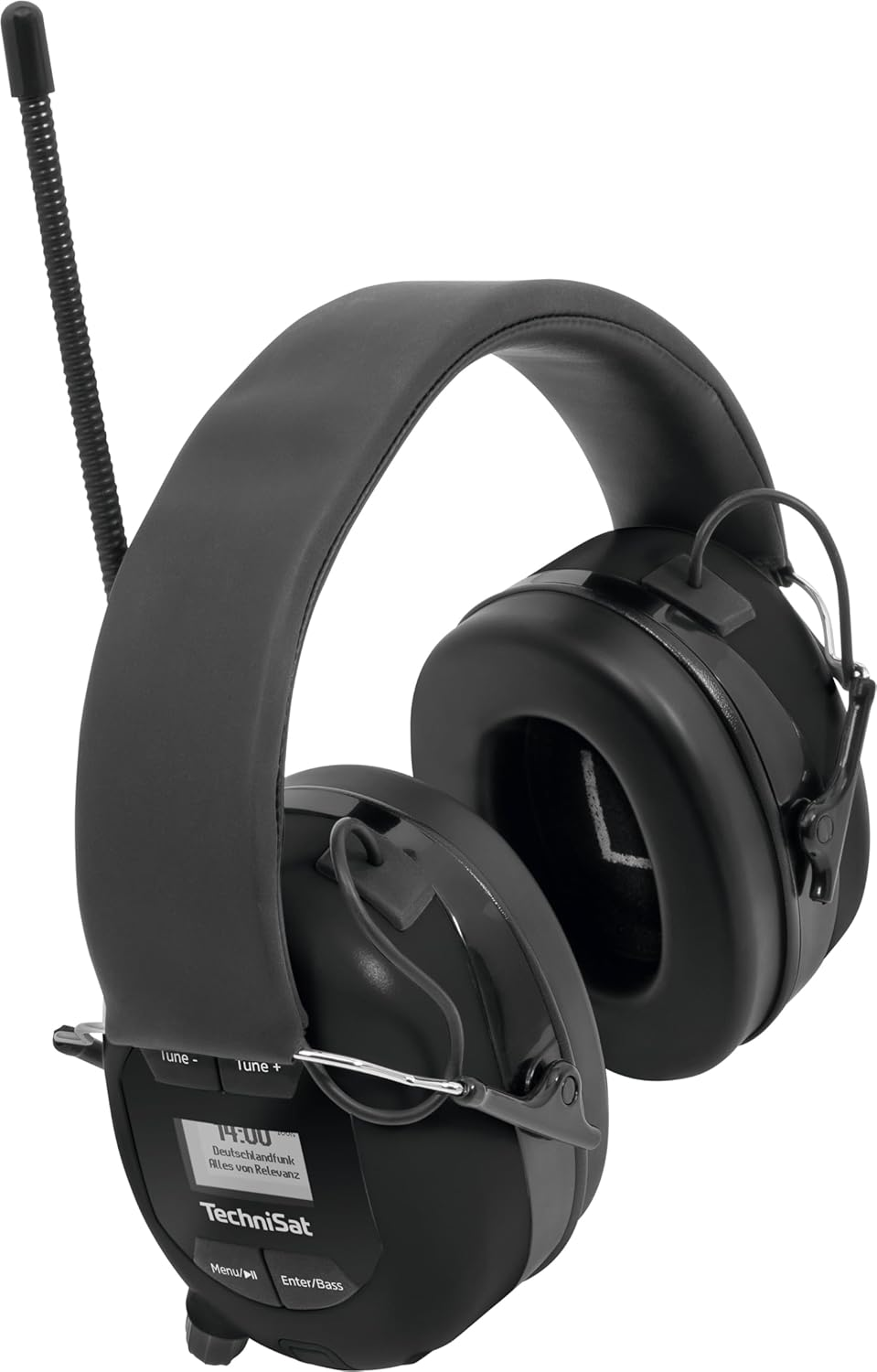 Technisat STEREOMAN DAB+ OD Wireless Stereo DAB+/FM Bluetooth Headphones (DAB+/FM Radio Reception, Short Antenna, Integrated Microphone, Ear Protectors, for Outdoor Use), Black