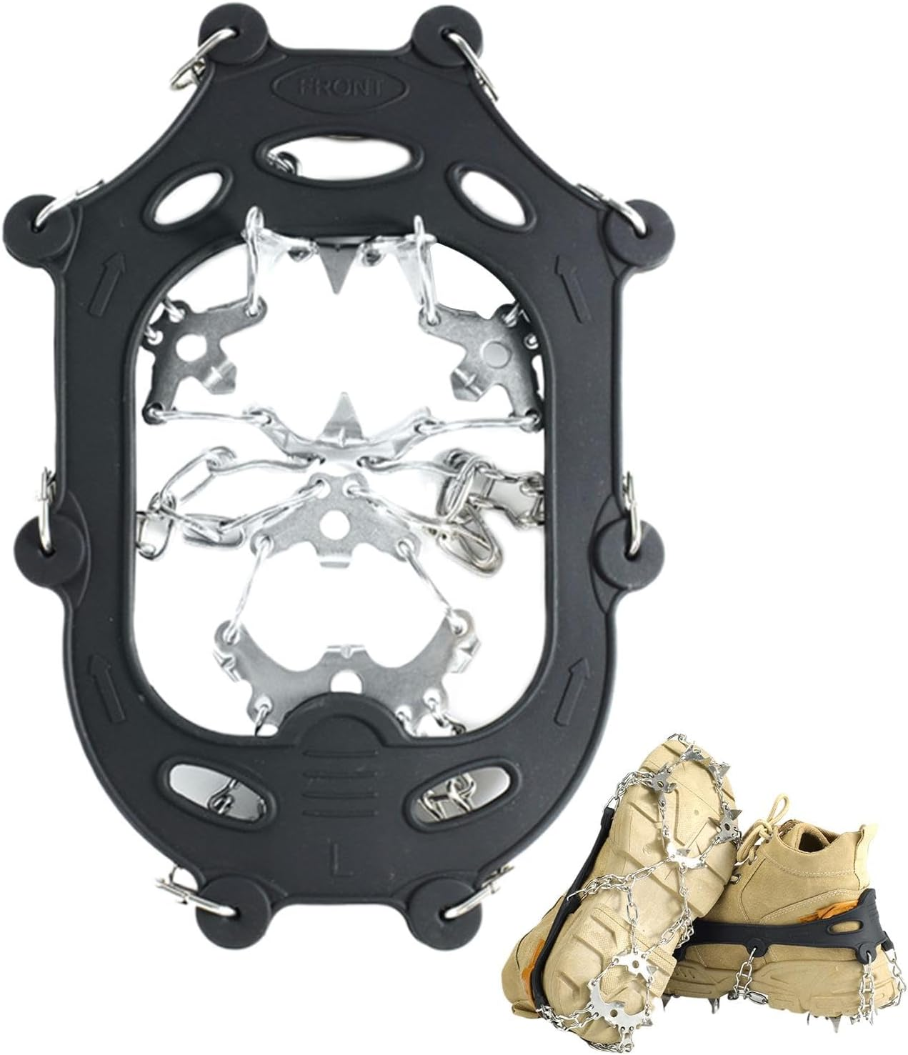 Ice Cleats | Snow Boot Covers 19 Stainless Steel Spikes Shoe Spikes | Slip Snow Spikes Shoes Cover for Winter ICY or Muddy Terrain Teenagers, Adults, Seniors