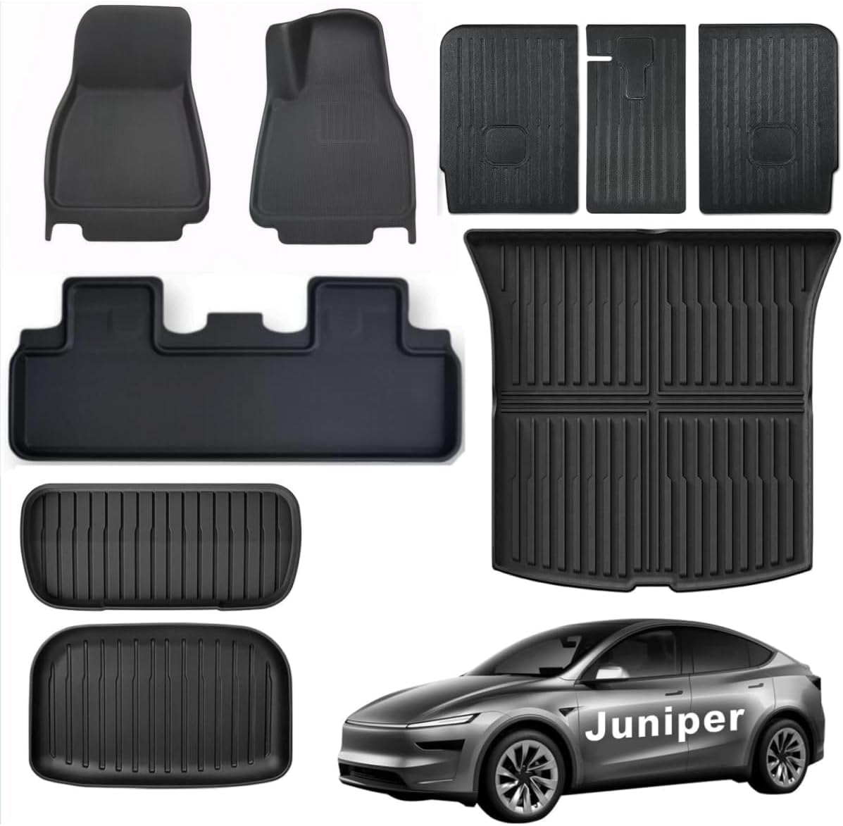 9-Piece RHD 2026 Tesla Model Y Juniper, All-Weather Floor & Cargo Mat Set (5-Seater), Automotive Accessories Trunk Floor Mats & Cargo Liners (9Pcs Model Y Juniper 5 Seater) image number 2