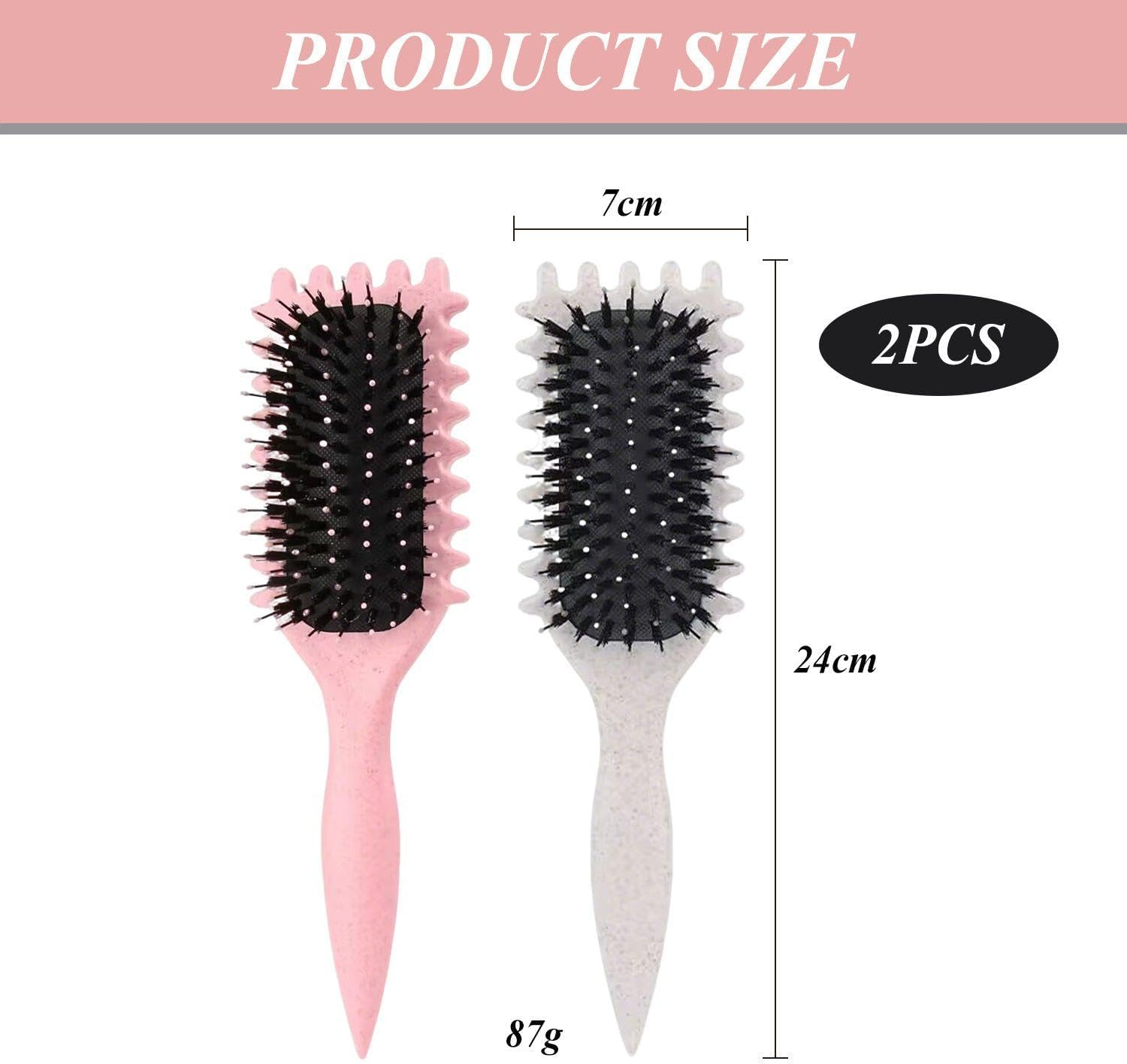2 Pieces Curling Brush, Curl Styling Brush, Hair Straightening Brush, Massage Brush, Curl Shaping Brush, Women'S Hair Care Brush, Hair Styling Tools image number 4