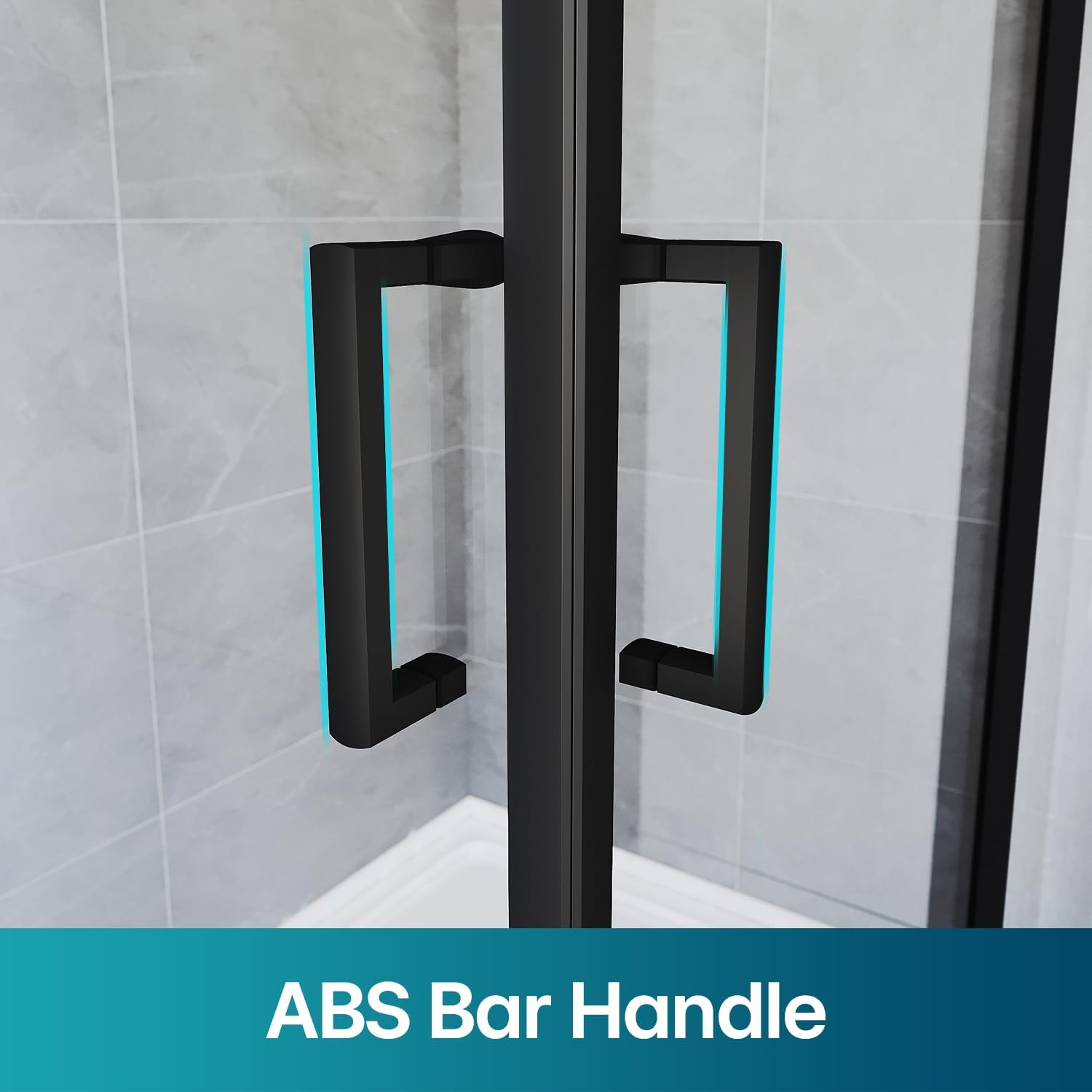 ELEGANT Shower Enclosure Corner Black, Sliding Door Bathroom Screen 900X900Mm with 5Mm Tempered Glass, Single-Sided Aluminium, 1900Mm Height, No Shower Base image number 6