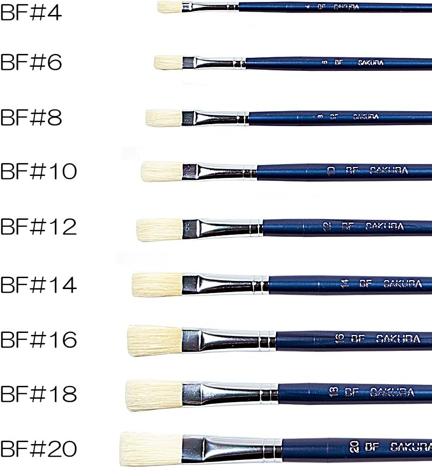 Sakura Craypas BF#8 (10) Paint Brush, Pig Hair, Flat Type, No. 8, 10 Pieces