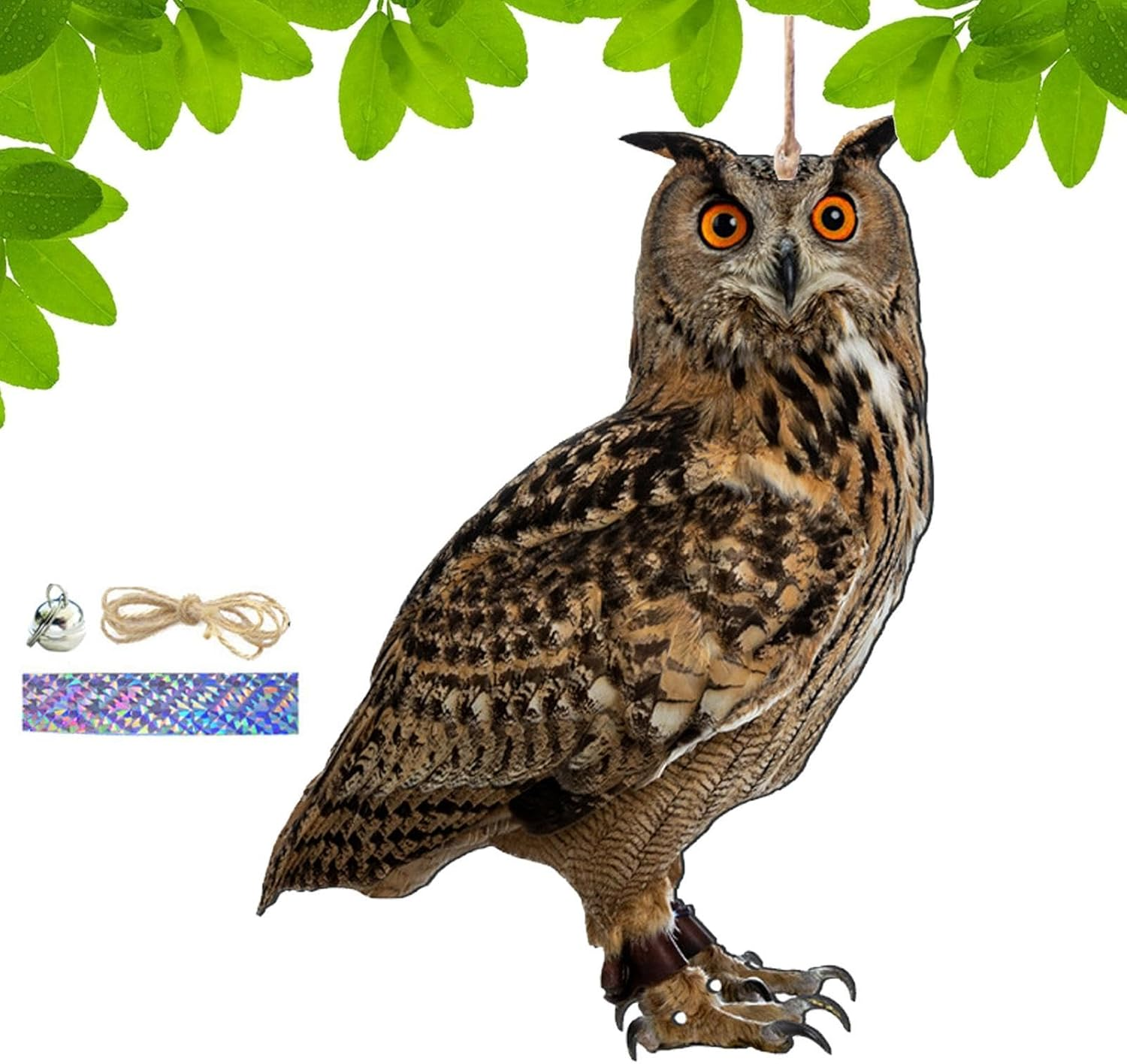 Fake Owl Decoys - Owl Pigeon Scarer, Pigeon Dete-Rrent Bird Repel-Lent Devices, Hanging Dete-Rrent Garden Eagle Pendant for Garden Ponds Patio Pool, Keep Birds Away from Your Home Garden image number 5