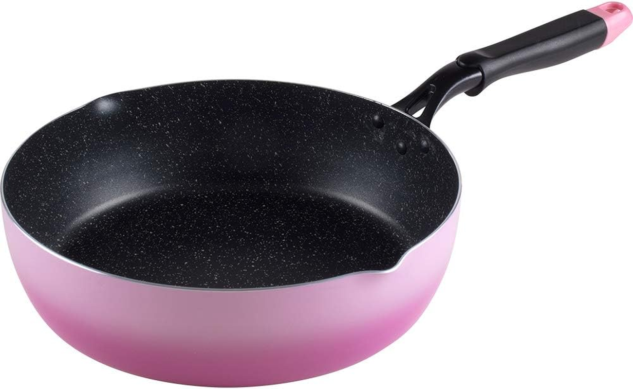 Wahei Freiz RA-9721 Deep Frying Pan, 9.4 Inches (24 Cm), for Gas Fire, PFOA Free, Fluorine Resin Processing, Pink image number 1