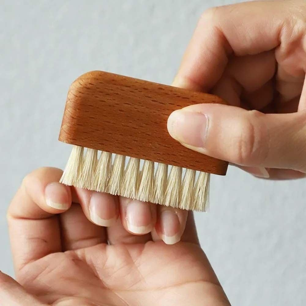 Wooden Nail Brush, Natural Beech Wood Bristle Nail Brush Non-Slip Fingernail Hand Scrub Brush Nails and Toes Cleaning Tools Accessories image number 3