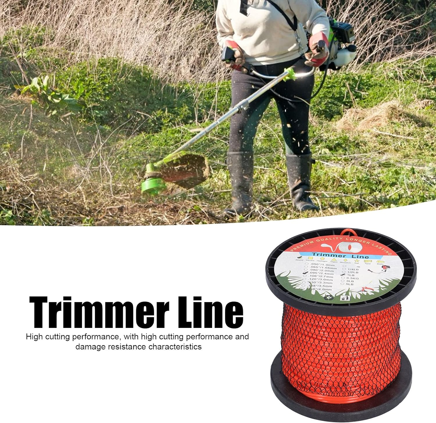 Trimmer Line, round 2.4Mm Nylon Cord Wire Heavy Duty Durable for Gardeners for Garden image number 6