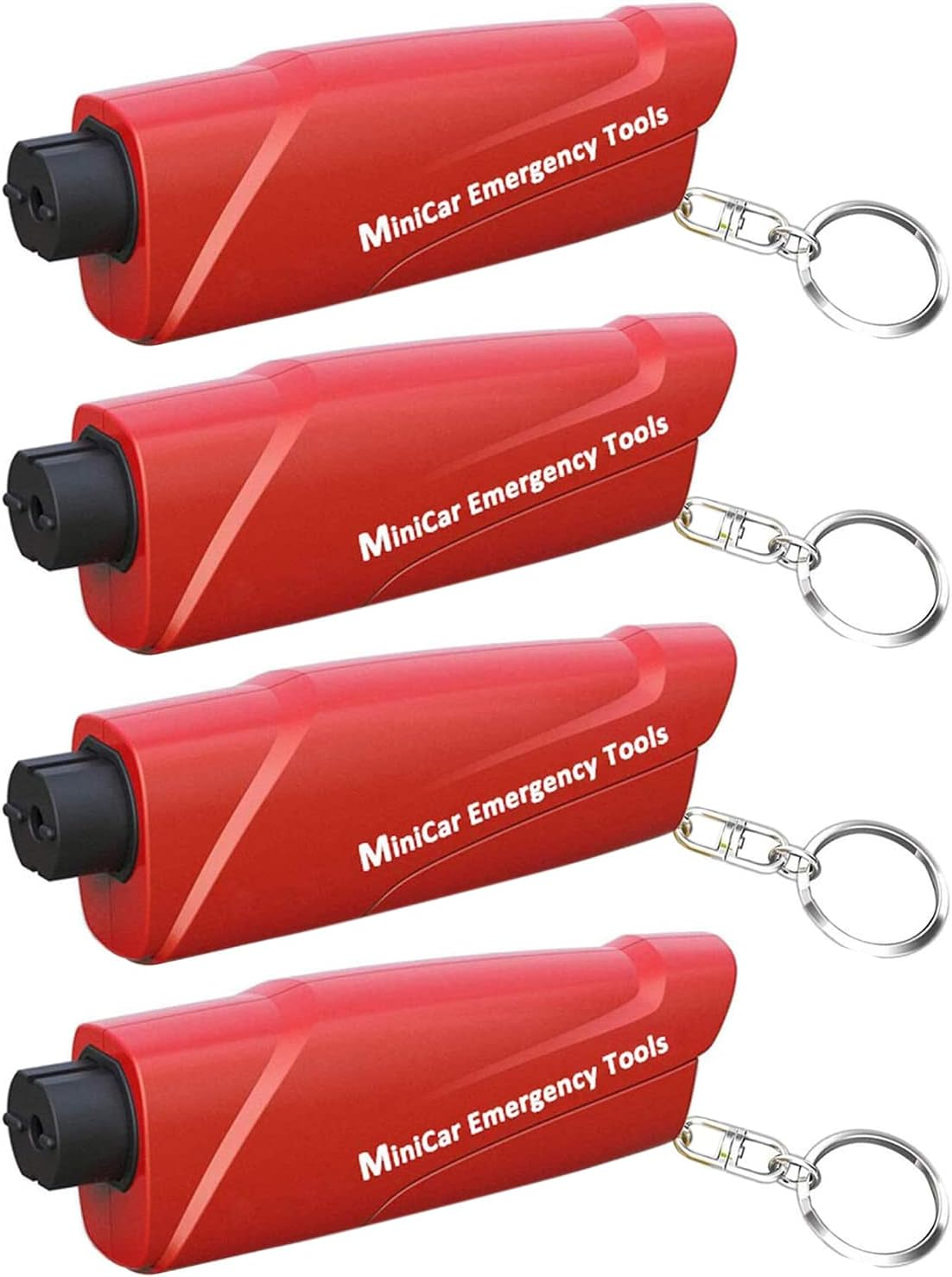 WHOHAO 4 Pack Car Window Breaker and Seat Belt Cutter, Emergency Keychain Car Escape Tool with Glass Breaker Seatbelt Cutter,Car Safety Hammer,Black