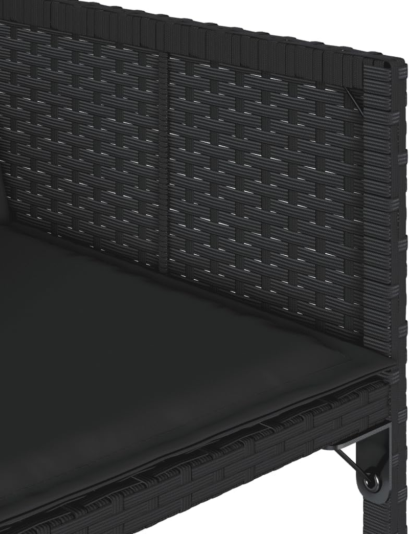 Vidaxl 7-Piece Outdoor Bistro Set, Poly Rattan and Tempered Glass Table - Black Garden Dining Furniture with Cushions, Foldable Chairs image number 6