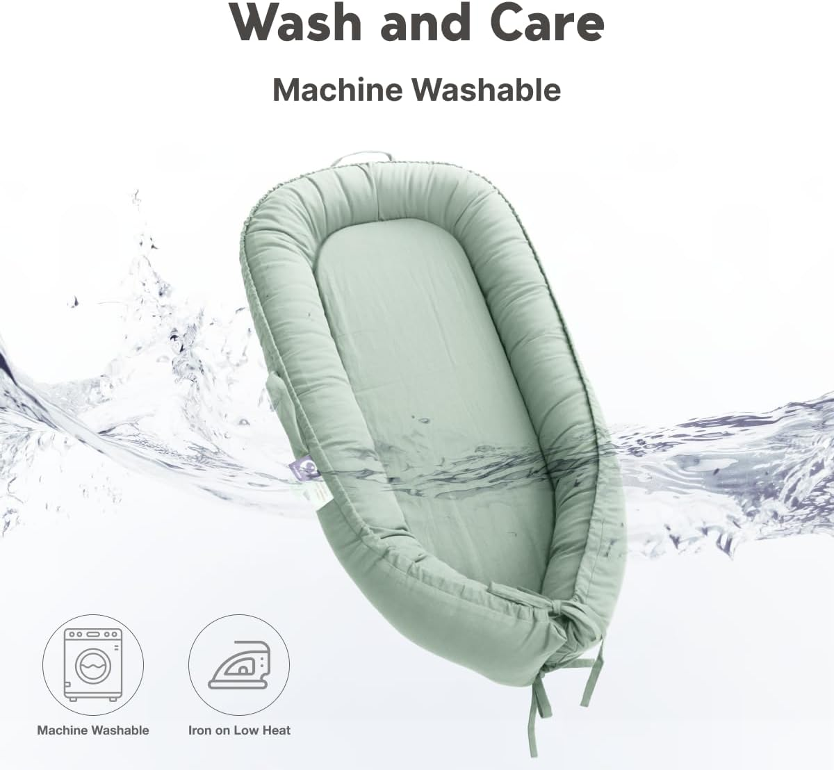 Coocoobaby Infant Lounger, Baby Nest Cover for Baby Girls & Boys, Newborn Essentials for Baby 0-12 Months, 100% Cotton Breathable, Co Sleeper Portable Travel Bed (Spring_Green) image number 3