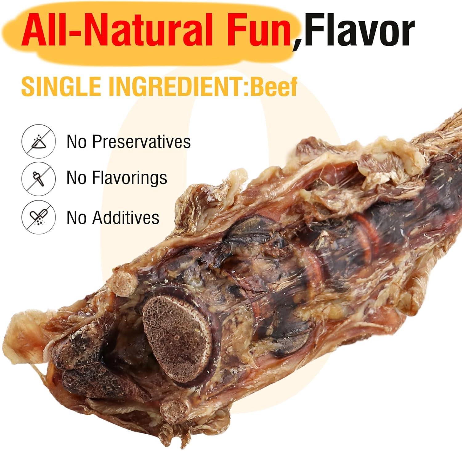 Natural Beef Tail Bones for Dogs - Long-Lasting Dental Chew, Rawhide-Free & Digestible Dog Treats,Single Ingredient Grass-Fed Beef（2 PCS） image number 3