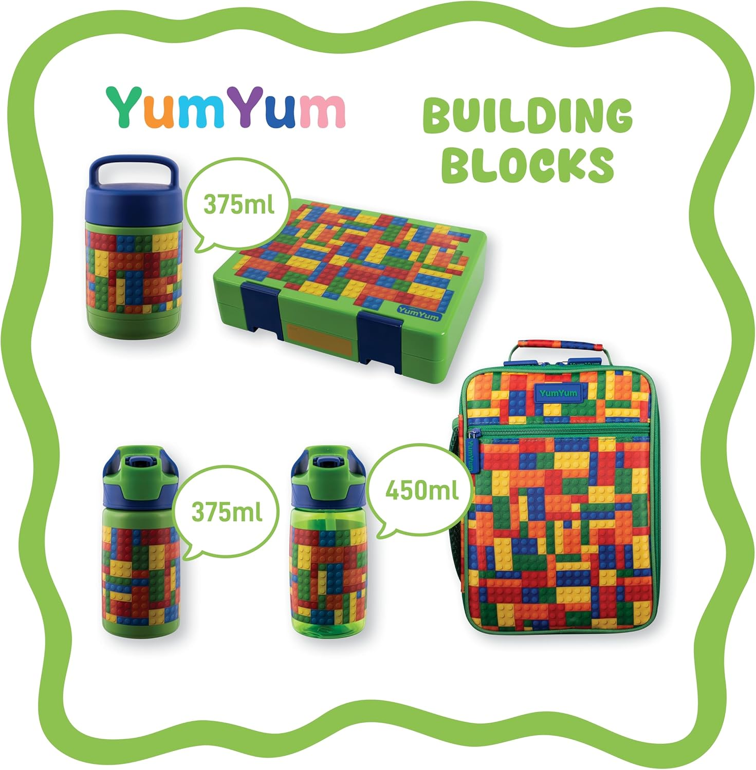 Avanti Yumyum Auto Spout Insulated Drink Bottle, 375Ml, Building Blocks image number 6