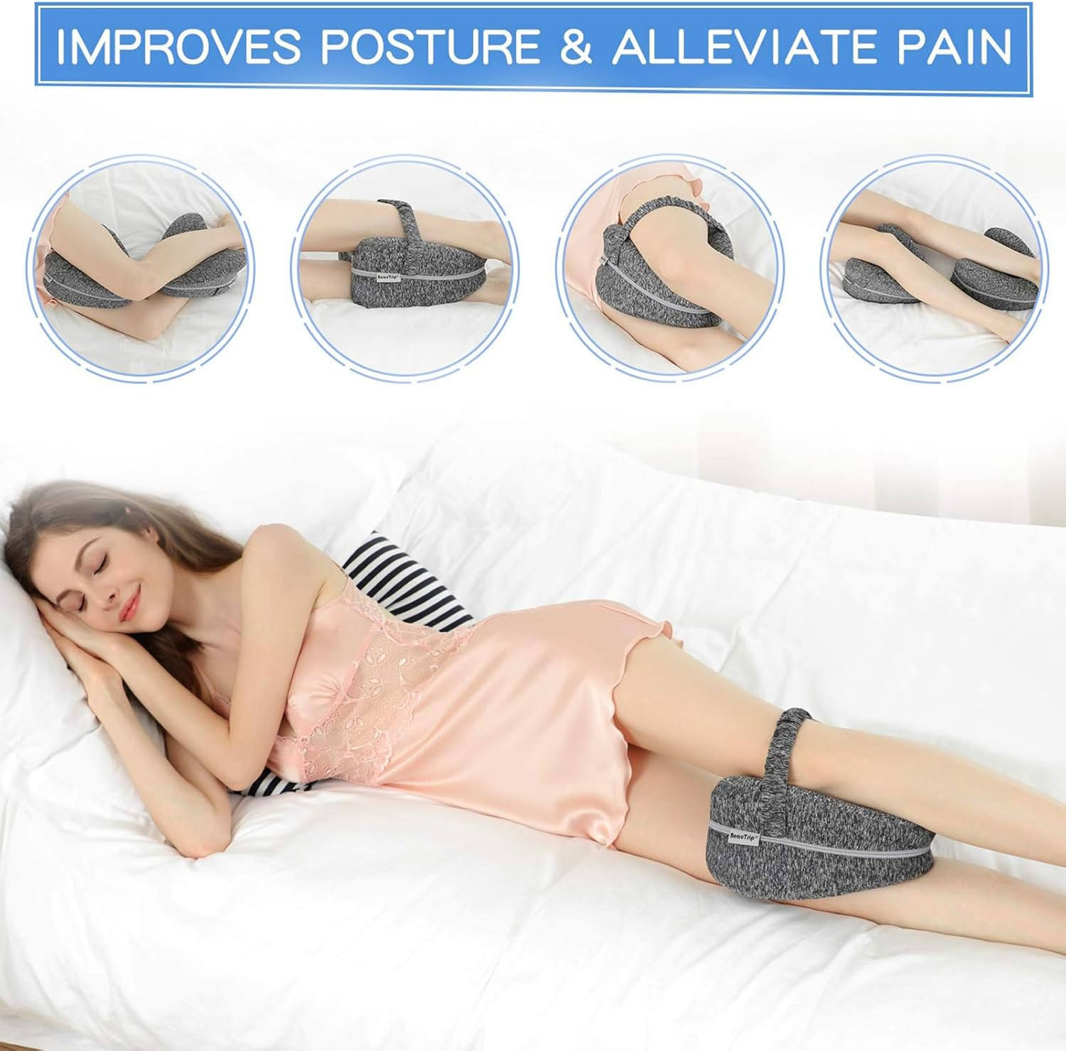 Alignment Pillows for Side Sleepers, Hip Alignment Pillow, Knee Pillow for Side Sleepers, Leg Pillows for Sleeping, Suitable for Relieving Leg, Back, Knee image number 6