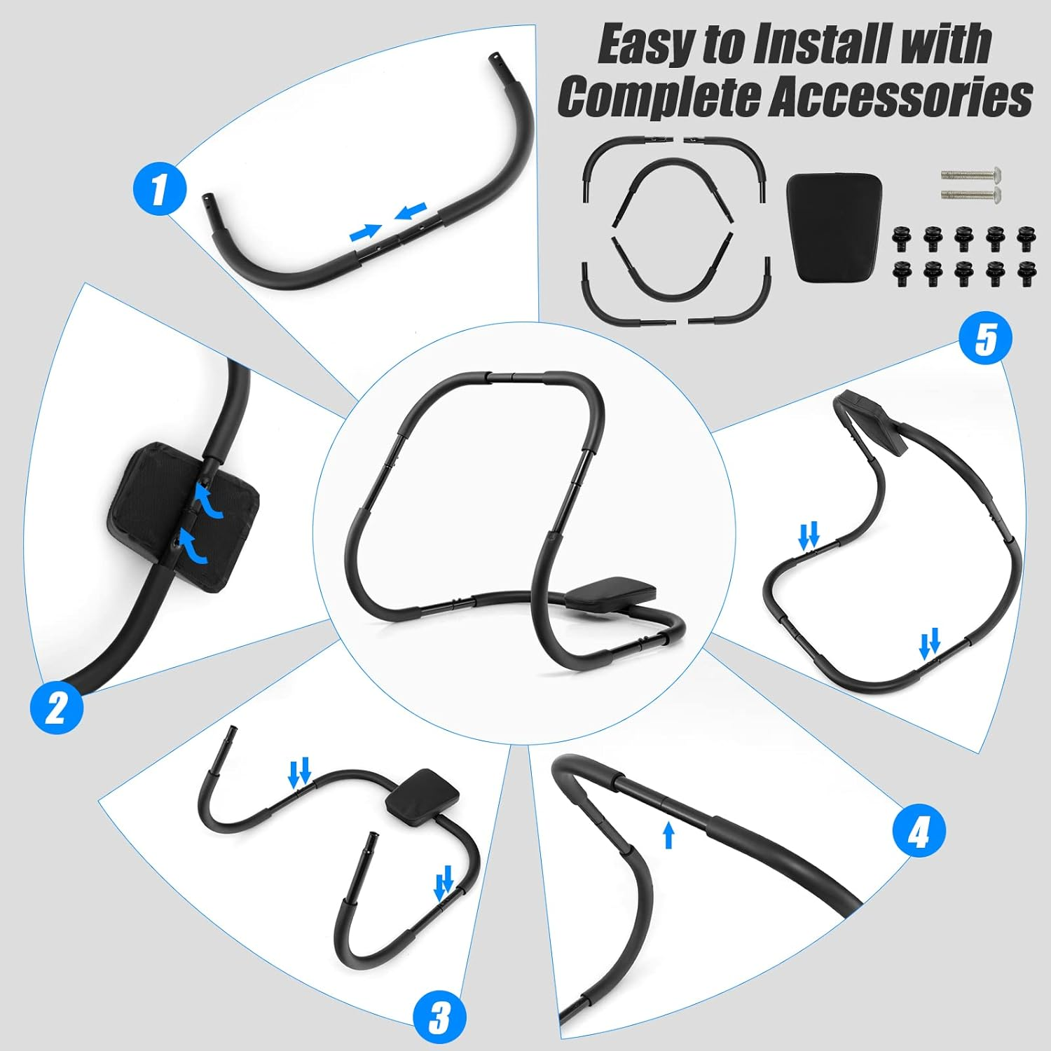 Costway AB Fitness Trainer, Abdominal & Core Strength Exercise Cruncher W/Padded Headrest, Ergonomic & Portable AB Mat Trainer for Home Gym Strength Workout