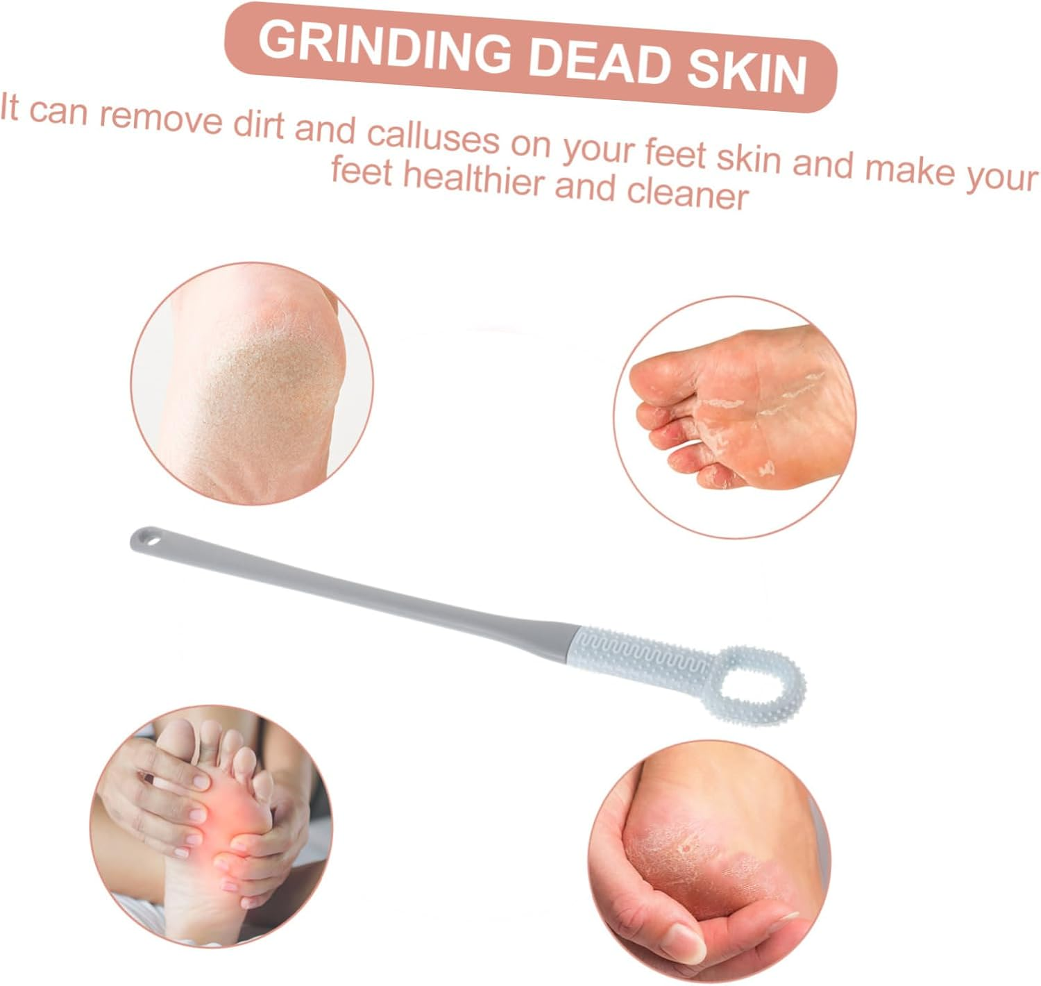 GANAZONO Elderly Foot Washer Toe Gap Brush Long Handle Foot Scrubber Dead Skin Remover Tool for Elderly Pregnant image number 5