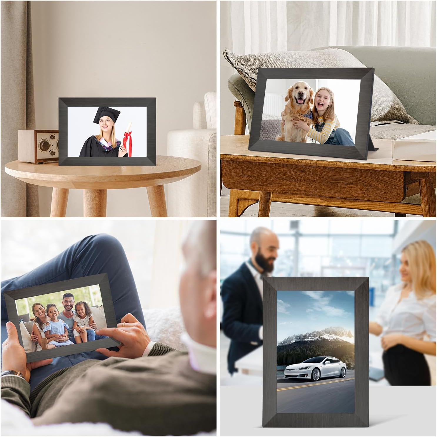 BWJBSW 10.1 Inch Wifi Digital Photo Frame, 1280X800 HD IPS Touch Screen with 32GB Storage, Digital Picture Frame for Wall/Tabletop Display, Extend Storage by Micro SD Card, - Black image number 5