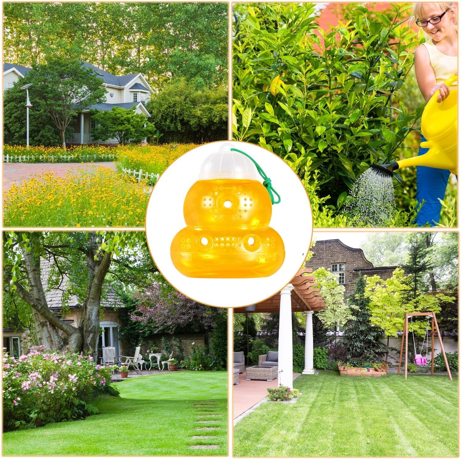 2 Pack Plastic Wasp Traps, Hanging Hornet Trap for Outdoors, Bee Trap Yellow Jacket Wasps Repellent, No Bottom Seam, Safe, Natural, Effective and Reusable image number 6