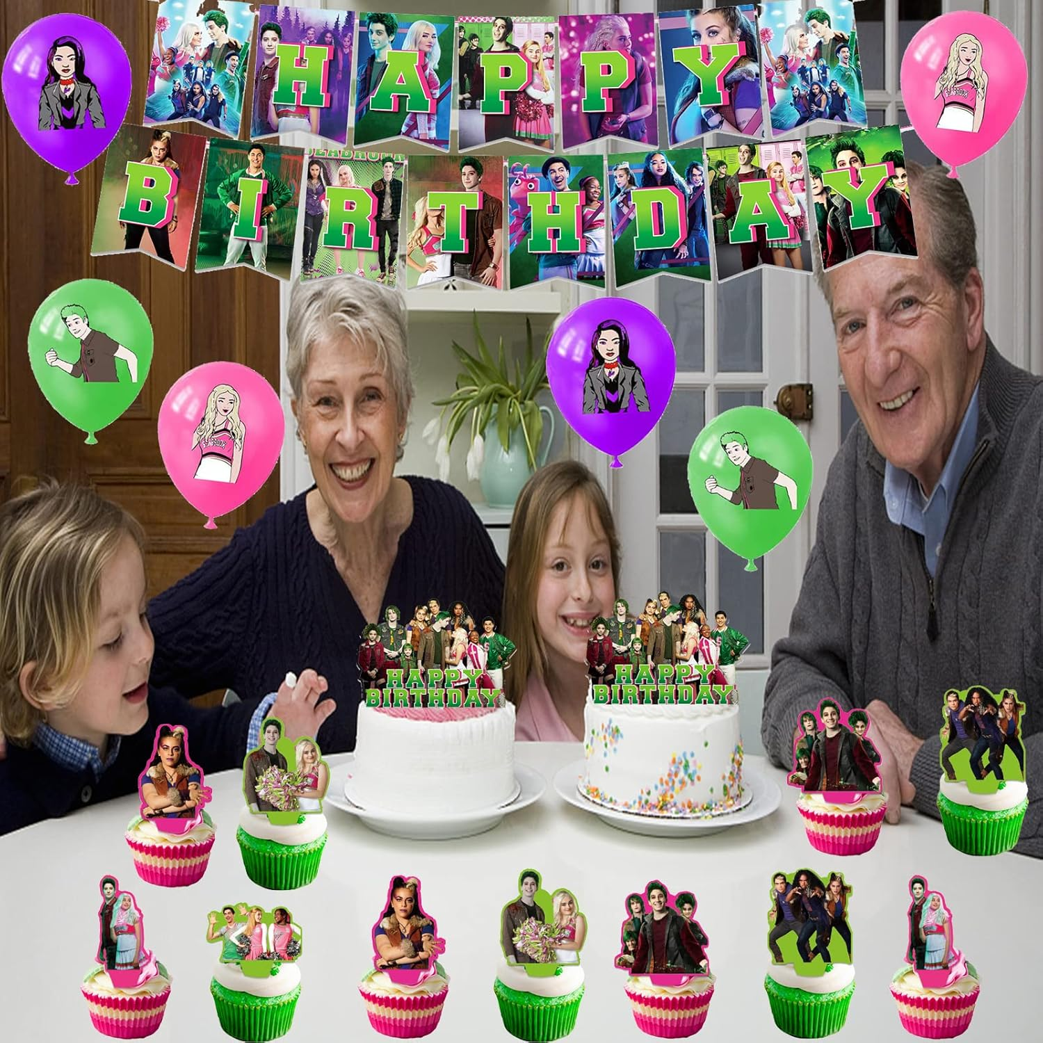 Dinoeye Zombie Green Zombie Balloons, Cake Topper, Happy Birthday Banner Birthday Party Decoration Pack