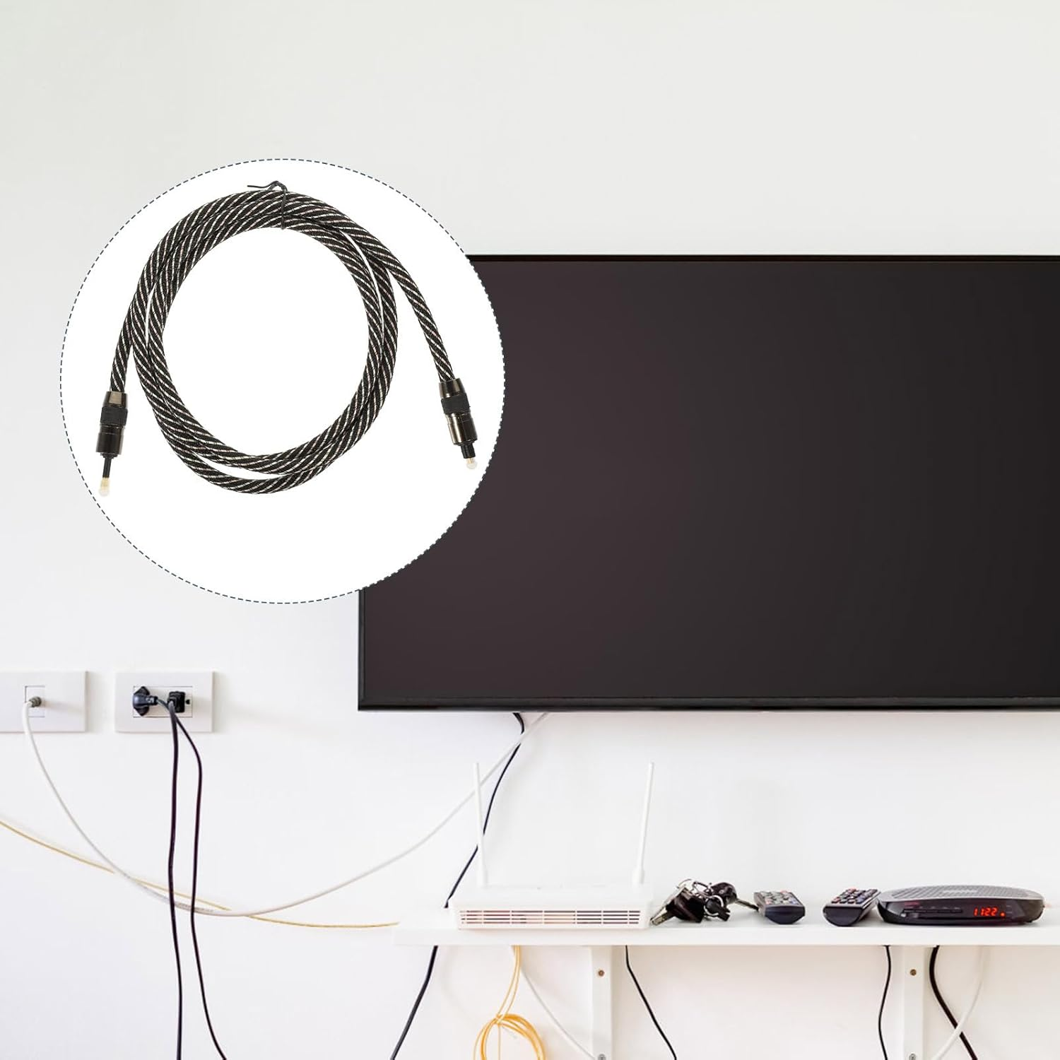 HEALSOPTHY Digital Optical Audio Cable Square to Fiber Audio Cable High-End Od6.0 Design 1.5M Length for Home Theater image number 5