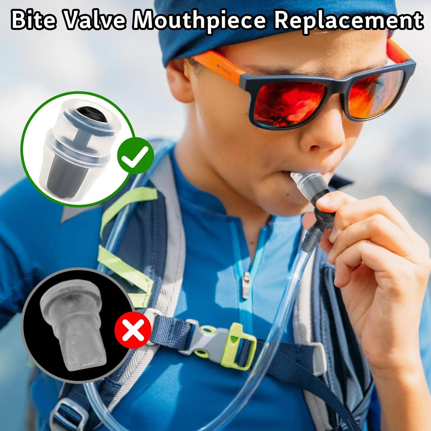 4Pcs Bite Valve Replacement with a Connector for Hiking Backpack Water Bladder Hose, Black Silicone Replacement Bite Valve Sheath Compatible with Osprey Packs Hydraulics Reservoirs image number 3