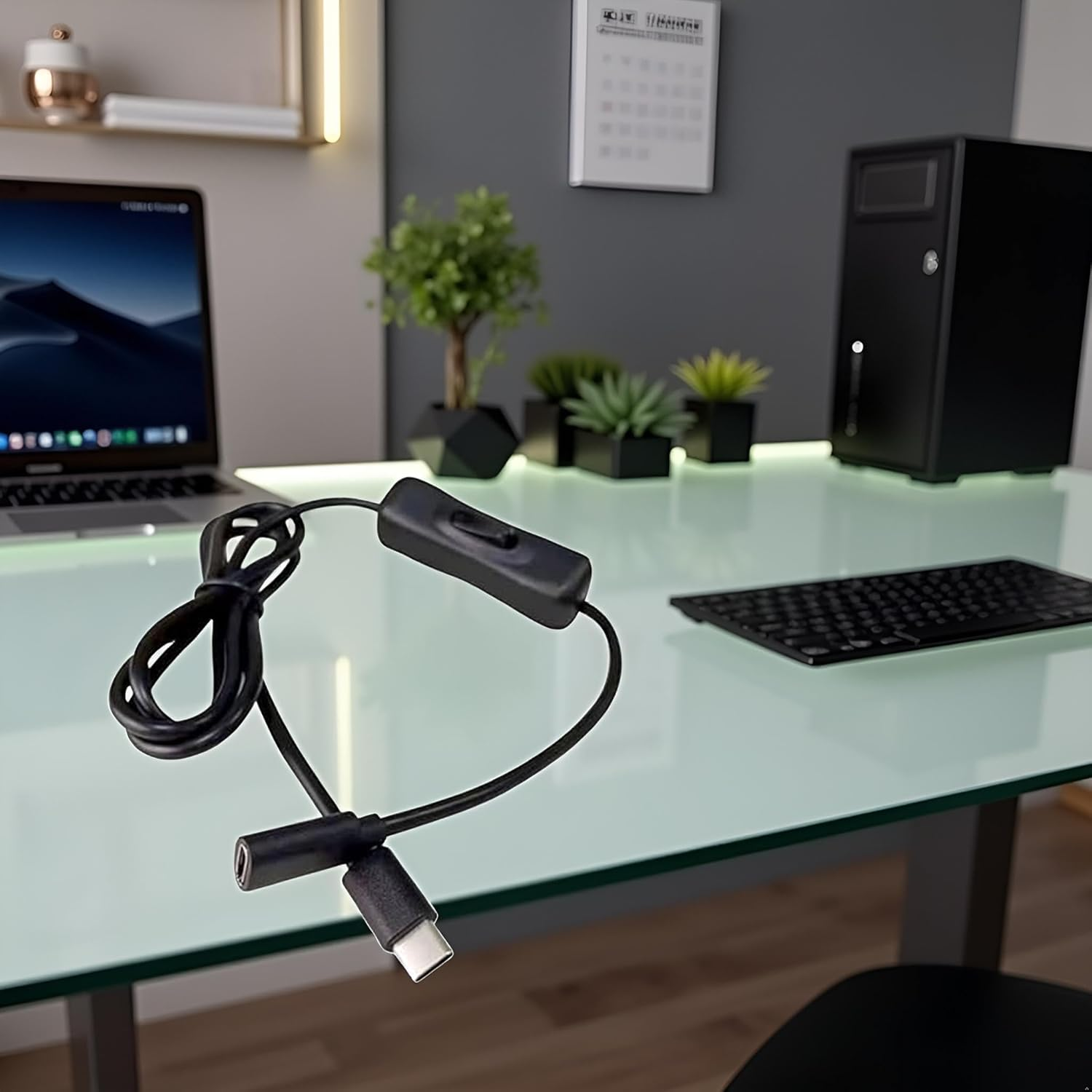 Black USB C Extension Cable with On/Off Switch Perfect for Charging and Data Transfer on Any Type C Device Type C Male to Female Cable Home Audio Accessories Cables and Interconnects image number 4