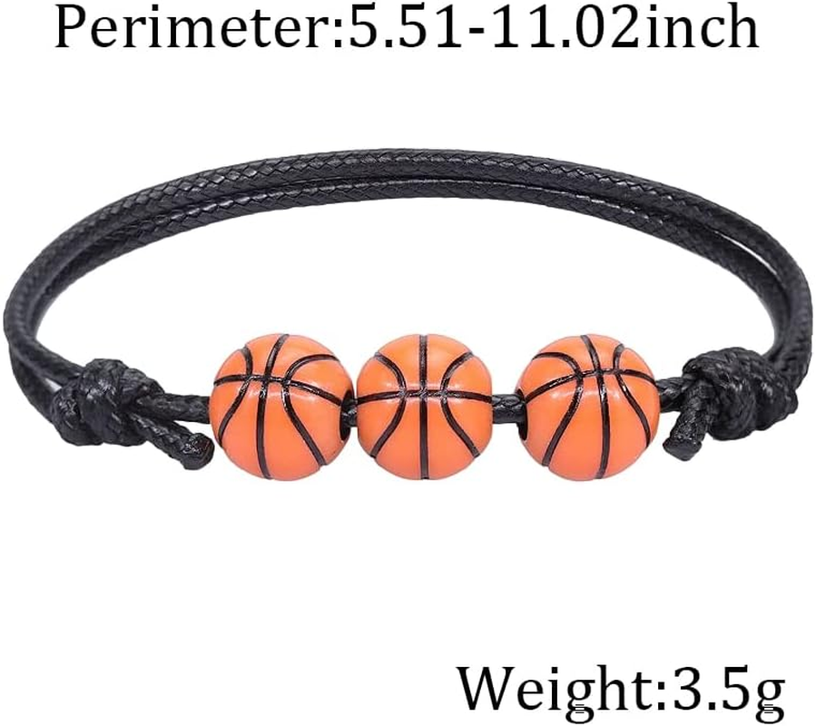 Guqqeuc Basketball Bracelet Sport Theme Bracelets for Women Men Beaded Ball Charm Bracelets for Teammate Basketball Party Favors Christmas Birthday Gifts for Sports Lover 5 Pcs image number 2
