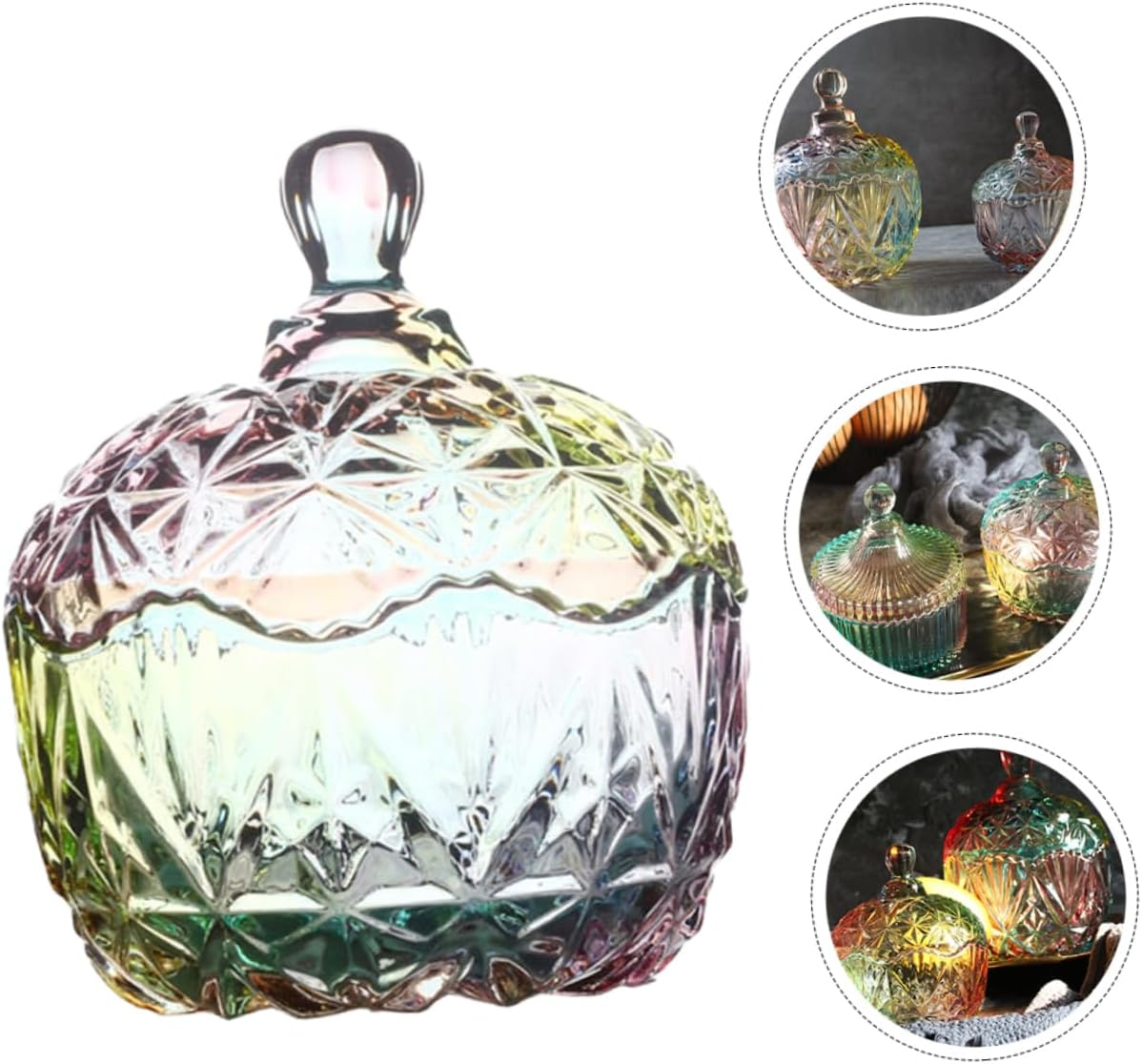 NAMOARLY Elegant Glass Candy Jars Storage Canister Candy Jar Lid Snack Holder Home Kitchen image number 2