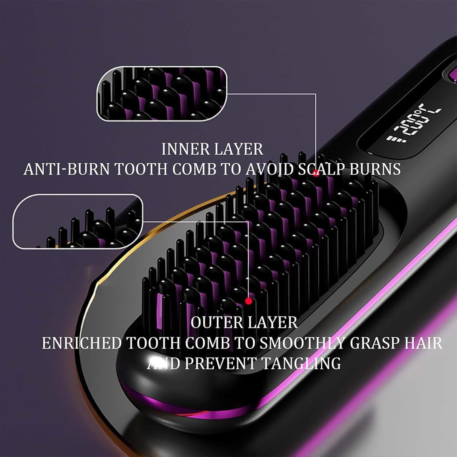 Bellabrush Pro,Bellabrush Pro Hair Brush,Bellabrush Pro Brush,Bellabrush Pro Hair Straightener Brush,Cordless Hair Straightener Brush,Bellabrush Portable Straightener Brush Heated Hair Comb (A) image number 2
