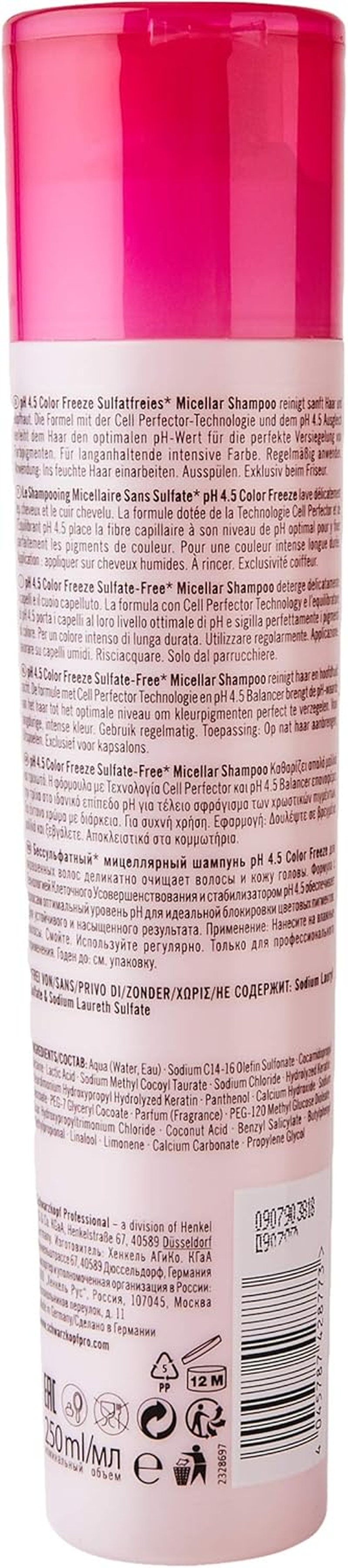 Schwarzkopf Professional Bonacure Color Freeze Ph 4.5 Micellar Sulfate Free Shampoo image number 4