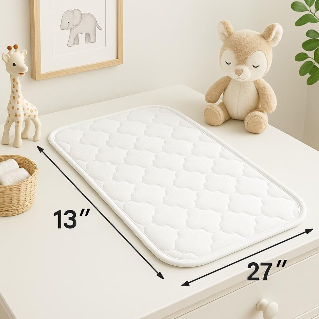 Blue Snail 3D Mesh Changing Pad Liner - Waterproof Layer, Quick-Drying Surface for Baby Diaper Changing - 13"X27" White image number 1