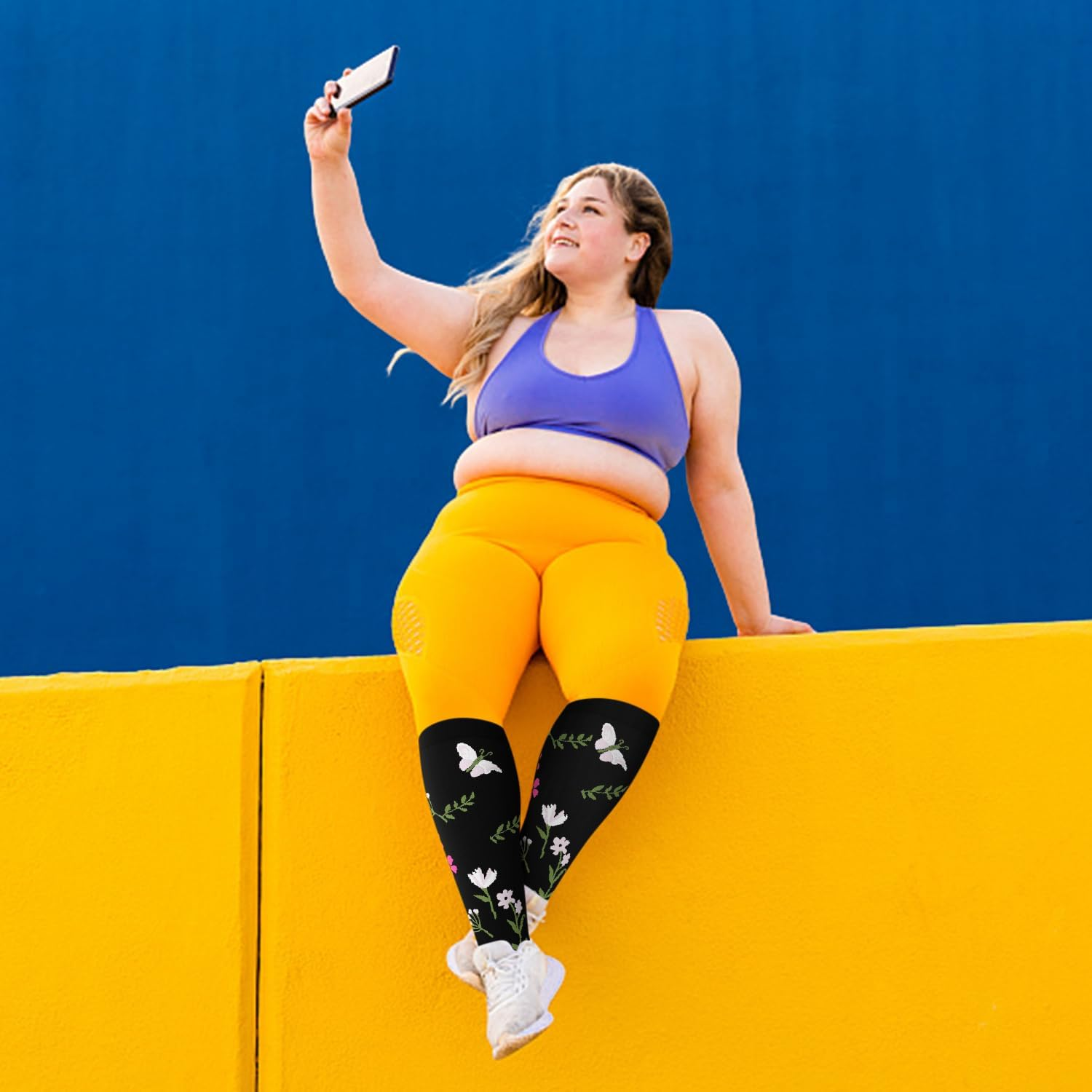 Diu Life plus Size Compression Socks for Women & Men 20-30 Mmhg Extra Wide Calf Knee High Support Socks for Circulation