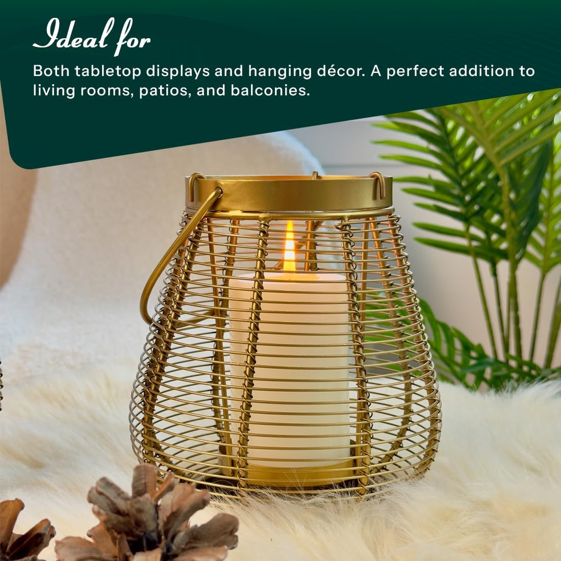 Indian Impressions Drop-Shape Metal Lanterns Candle Holders for Pillar Candles & Tea Lights, Hanging & Tabletop D&eacute;cor for Diwali, Christmas, Weddings, Home & Patio Decoration image number 1