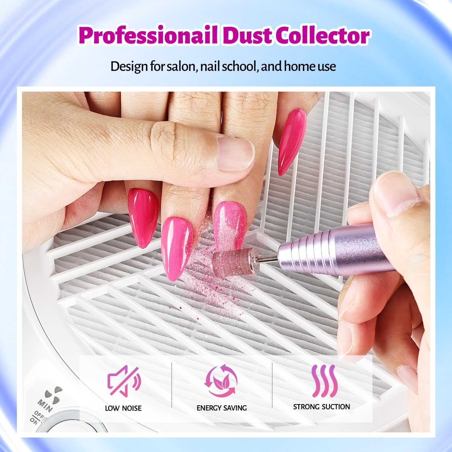 JODSONE 80W Nail Dust Collector Compact Vacuum Fan Efficient Dusting round Nail Duster Must-Have for Manicures, Manicure Pedicure Tool for Acrylic Nail Polishing image number 1