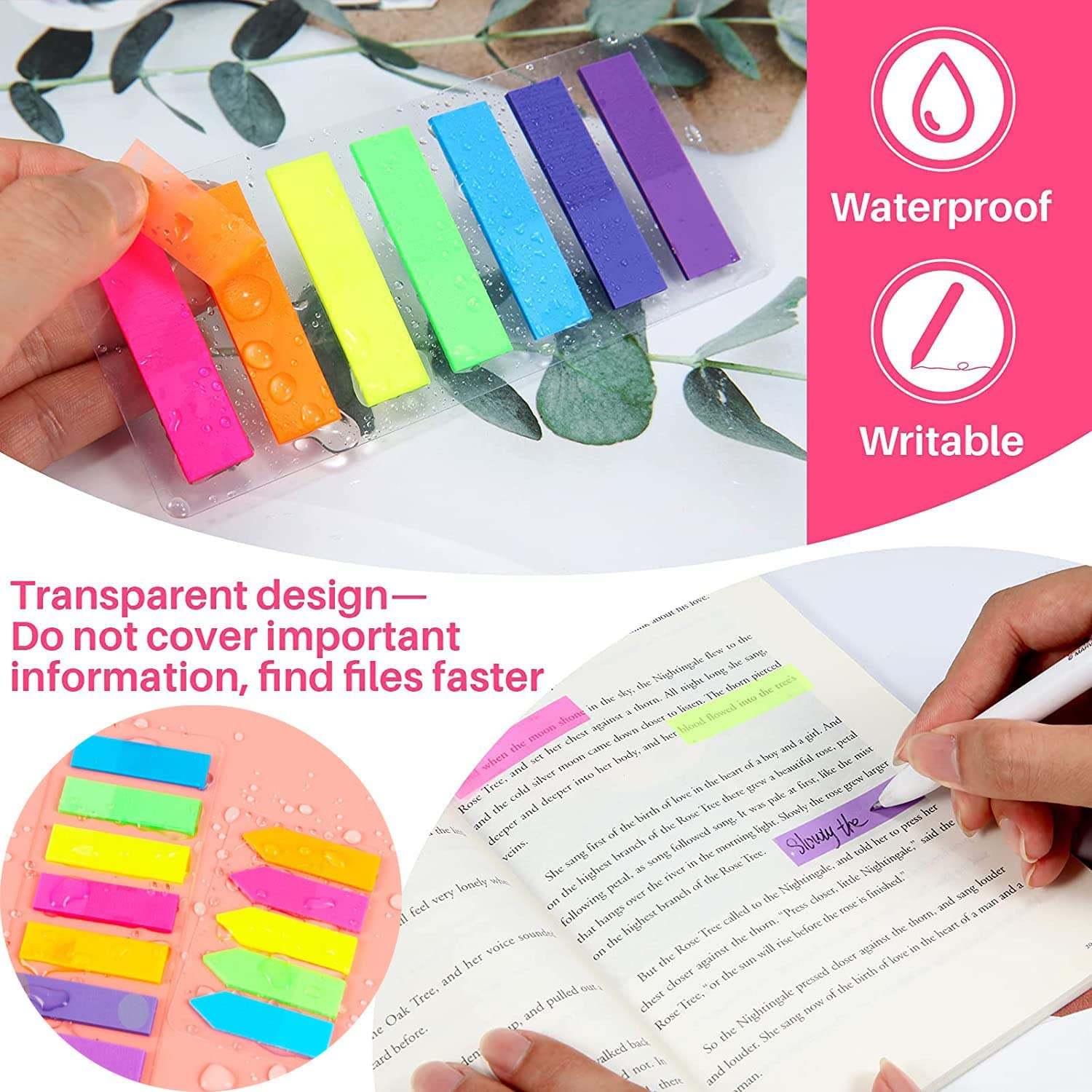 4Pack(7Colors&140Pcs/Pack) 560Pcs Sticky Tabs,Index Tabs Flags Sticky Note Marker Book Tabs for Reading Notes, Sticky Note Tabs image number 1
