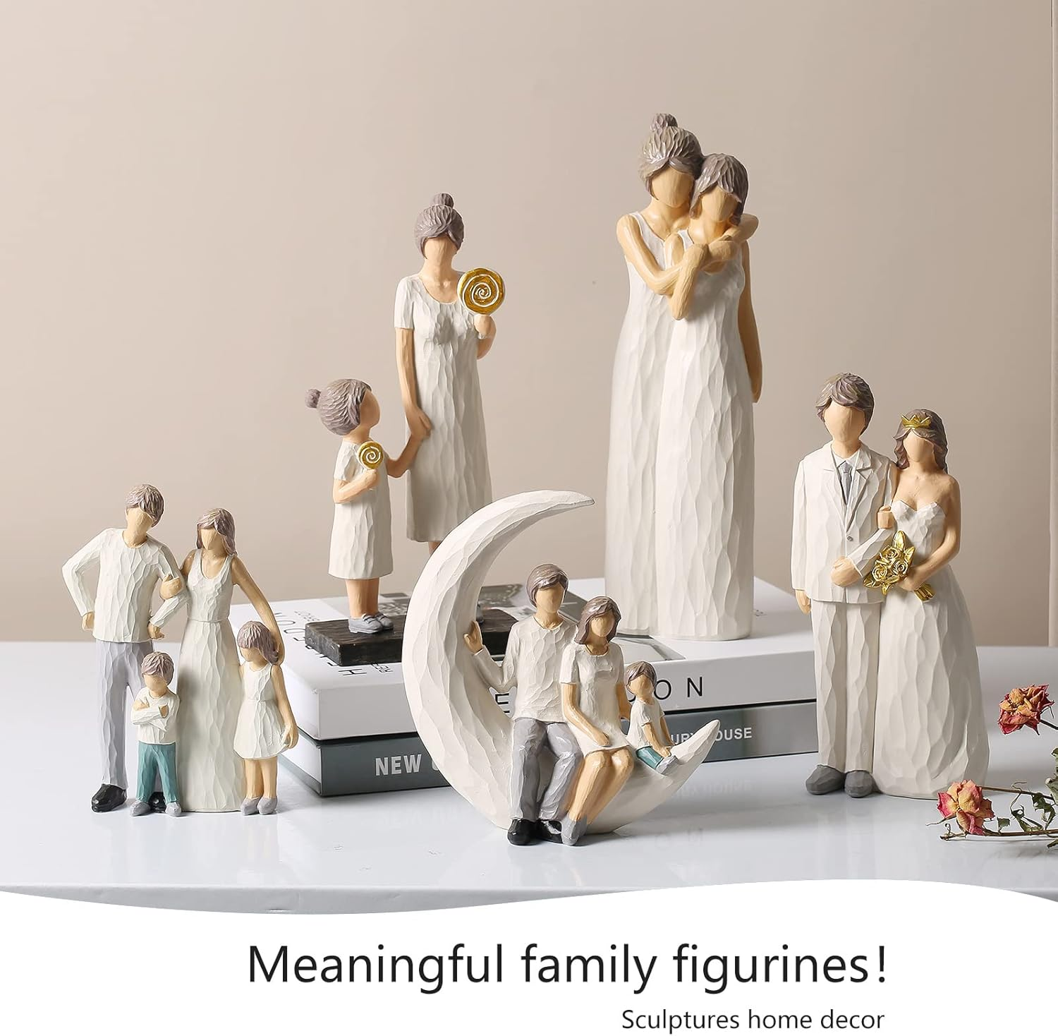 OTANG Family of 4 Figurines - Hand Painted Parents and Kids Sculpture Statues, Best Gifts for Wife, Husbands, Her, Him image number 4
